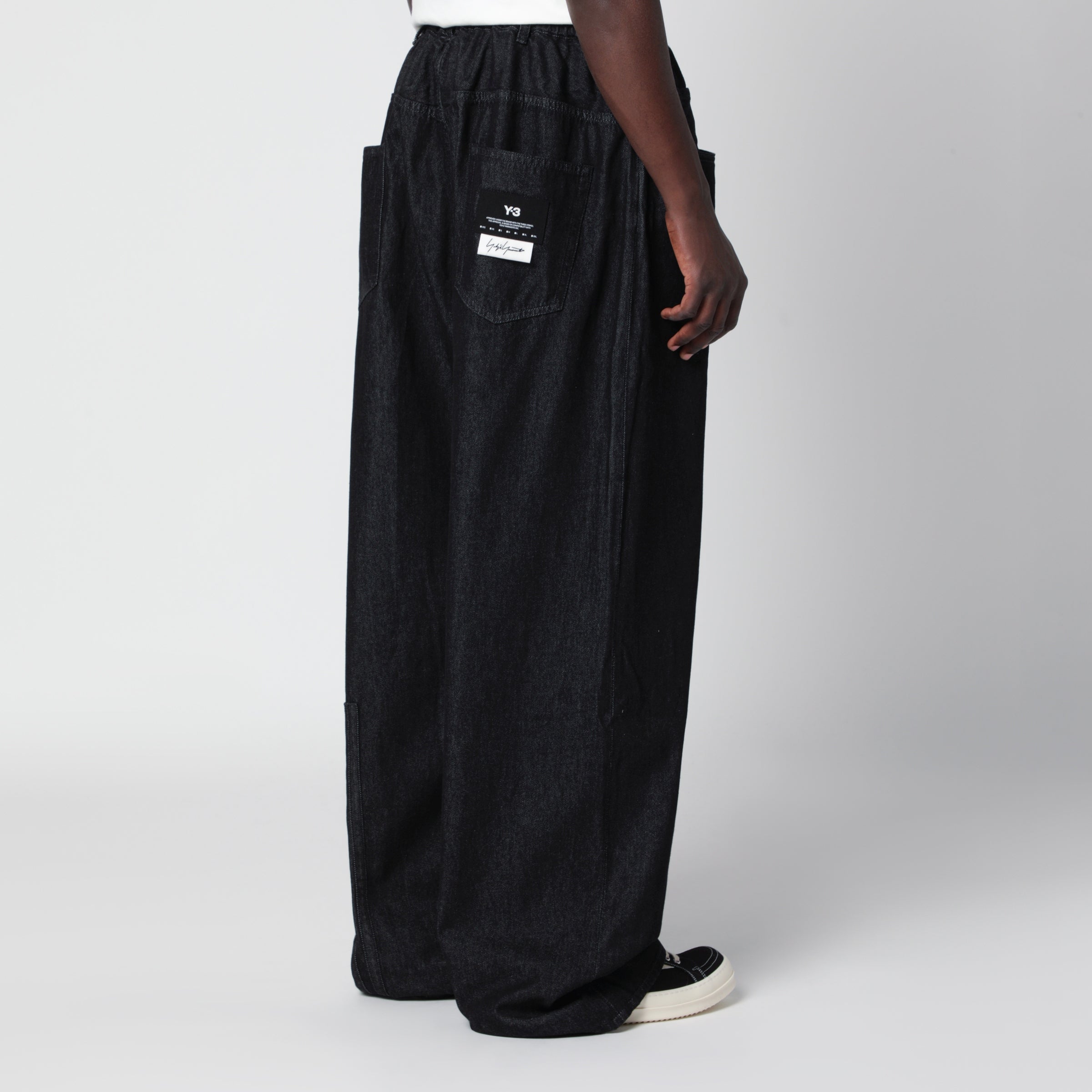 Adidas Y-3 Black Wide-Leg Denim Trousers