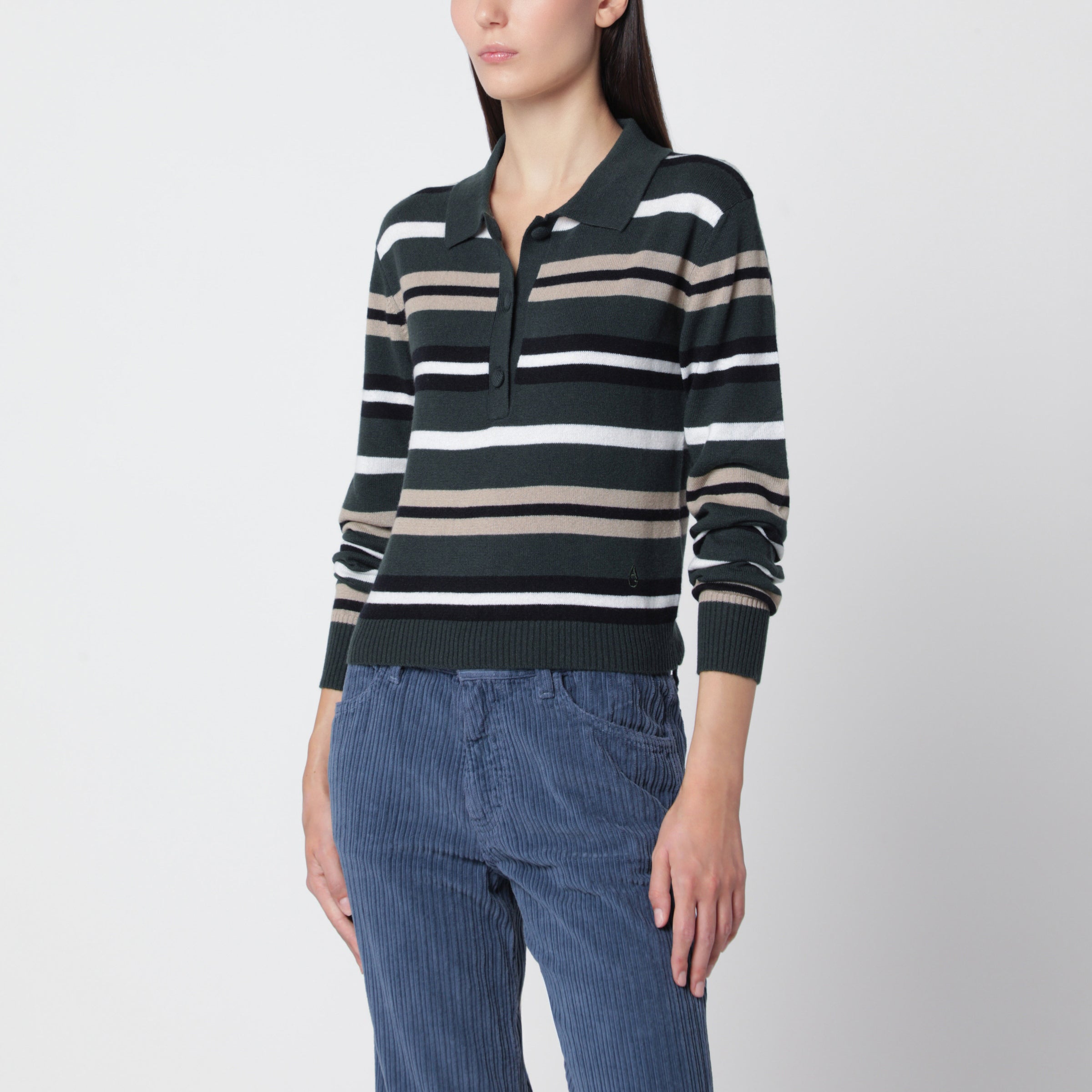 Alexandra Golovanoff Anna Stripes Light Sapin 21 Cashmere Pol