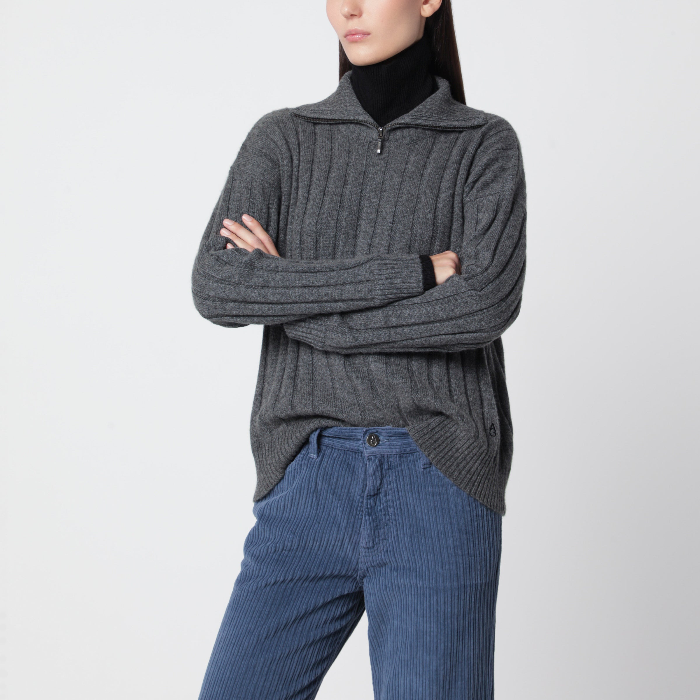 Alexandra Golovanoff Michel Bi Grey 21 Cashmere Turtleneck