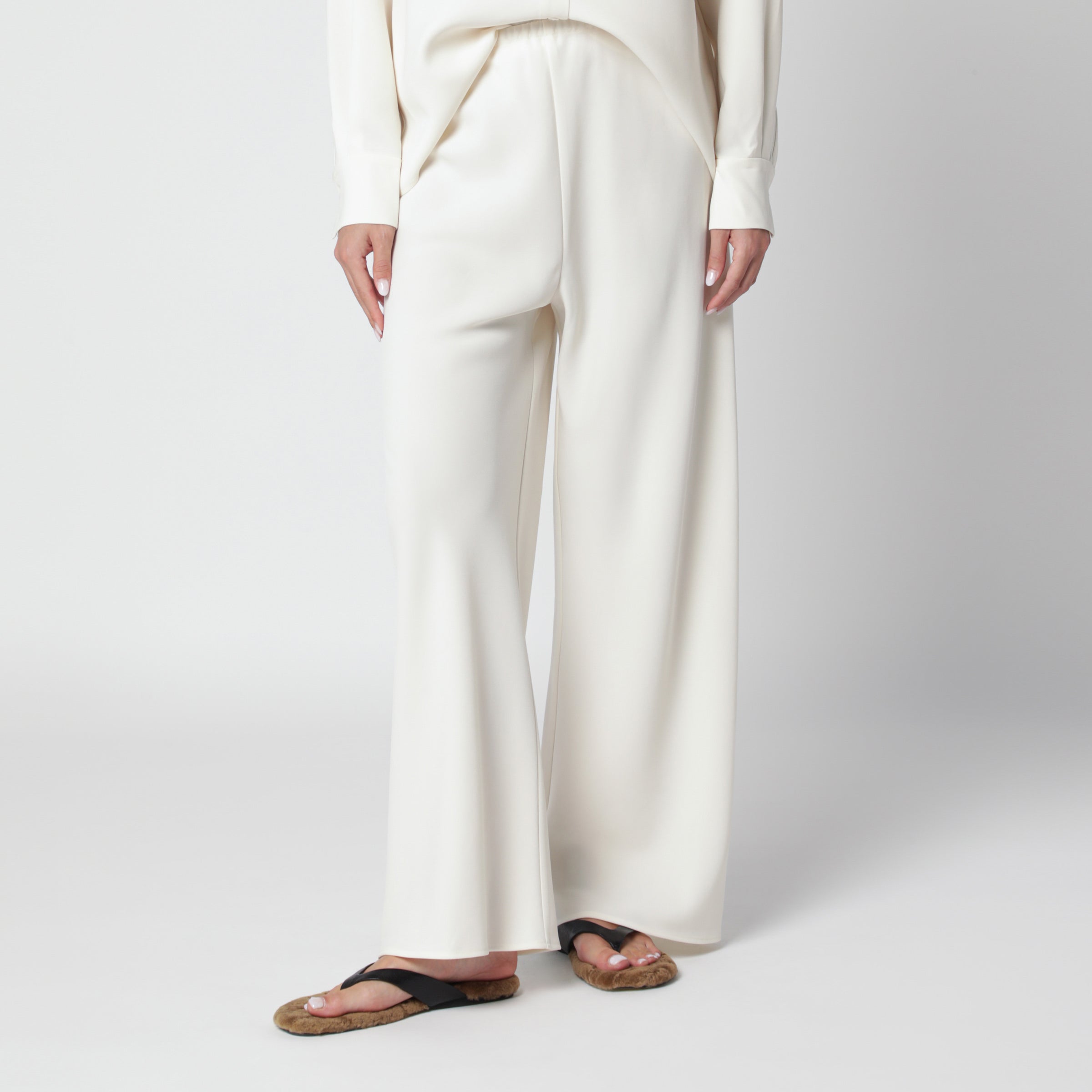 Almada Label Bea Cream-Colored Crepe Trousers