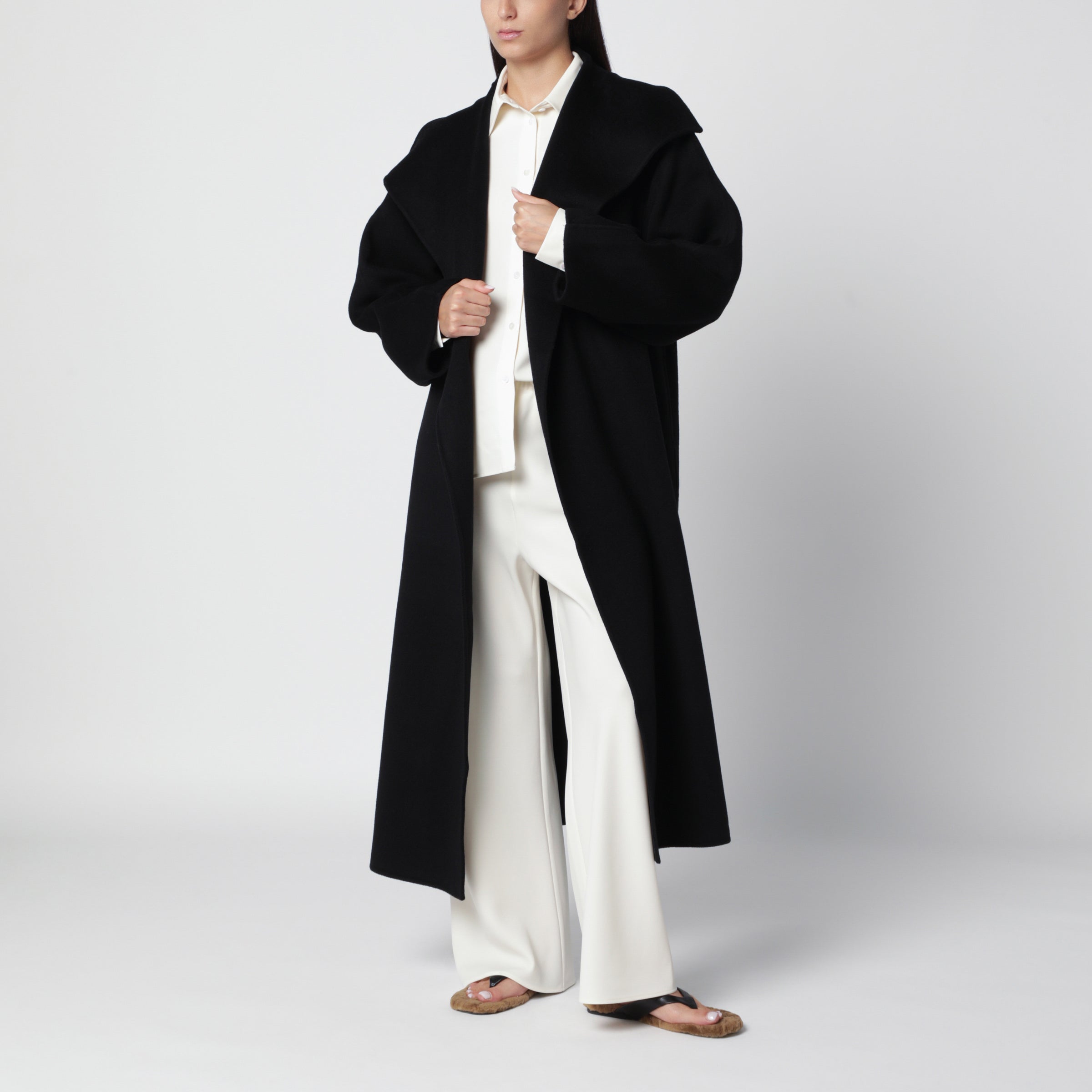 Almada Label Kaity Doublé Black Wool And Cashmere Coa