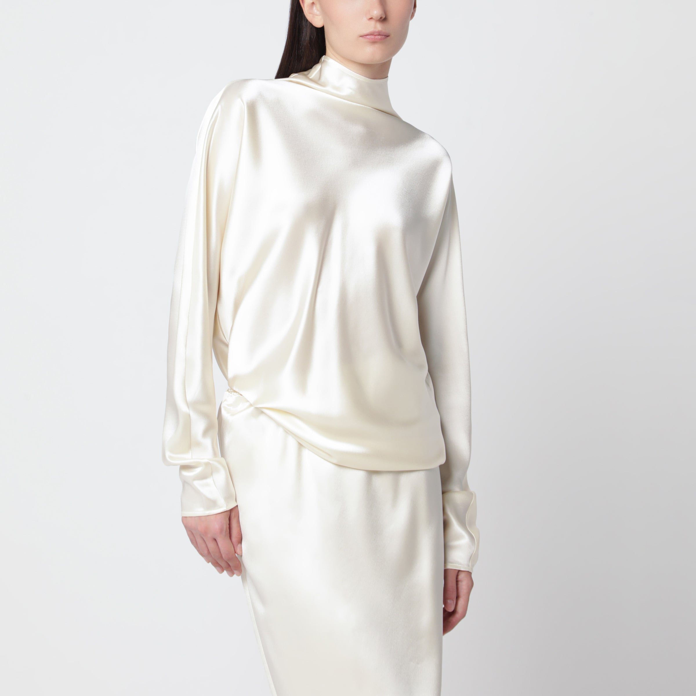 Almada Label Vanilla Maddy Blouse In Satin