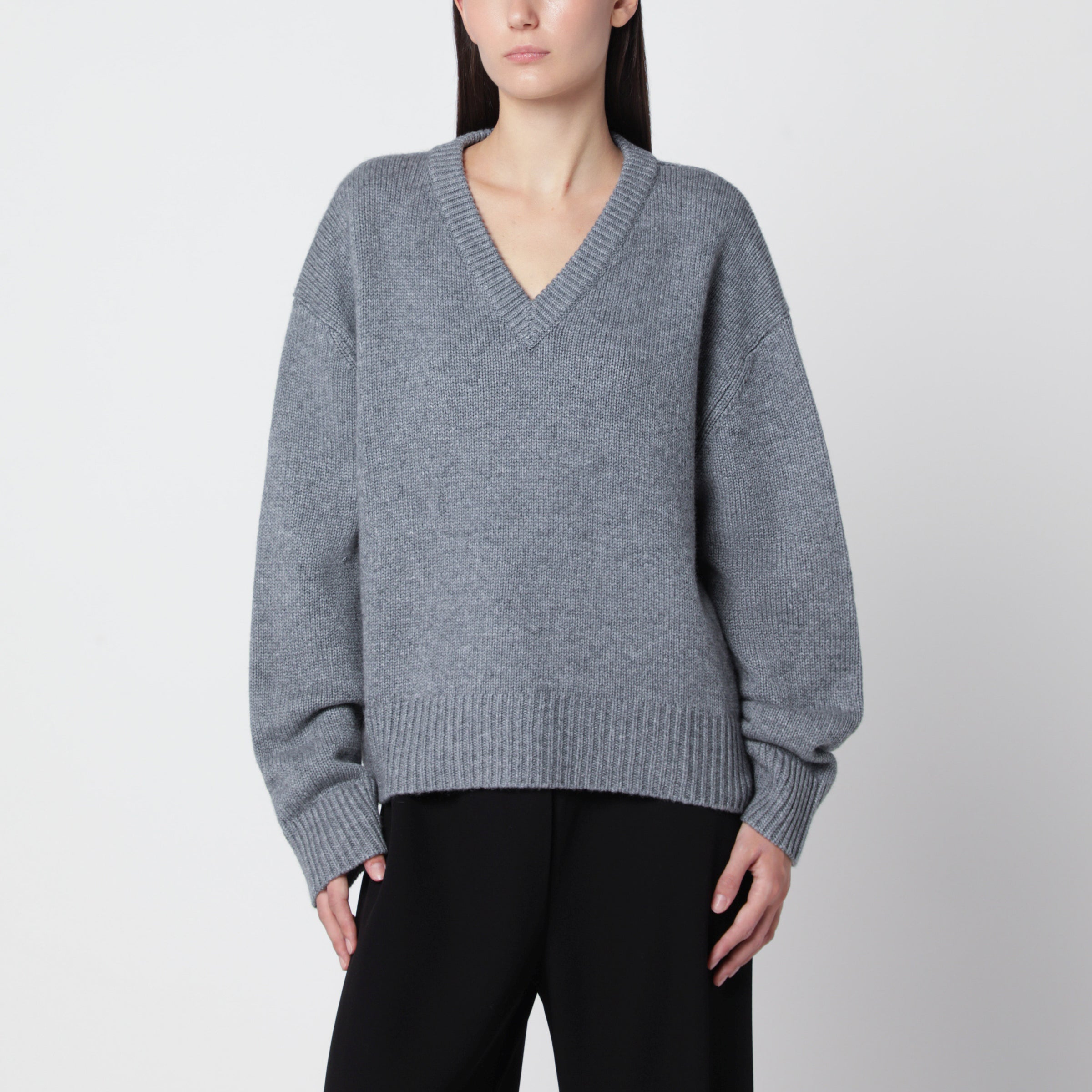 Almada Label Yara Grey Cashmere And Merino Wool Sweat