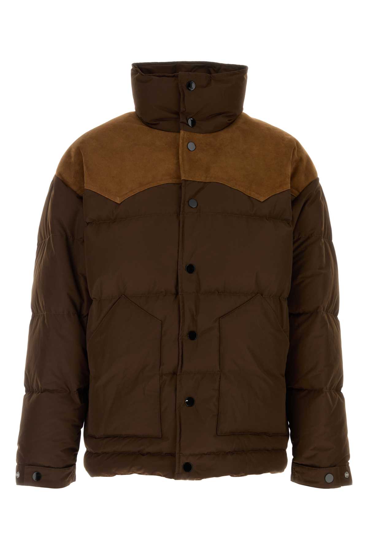 Ami Downjacketwithleatheryoke