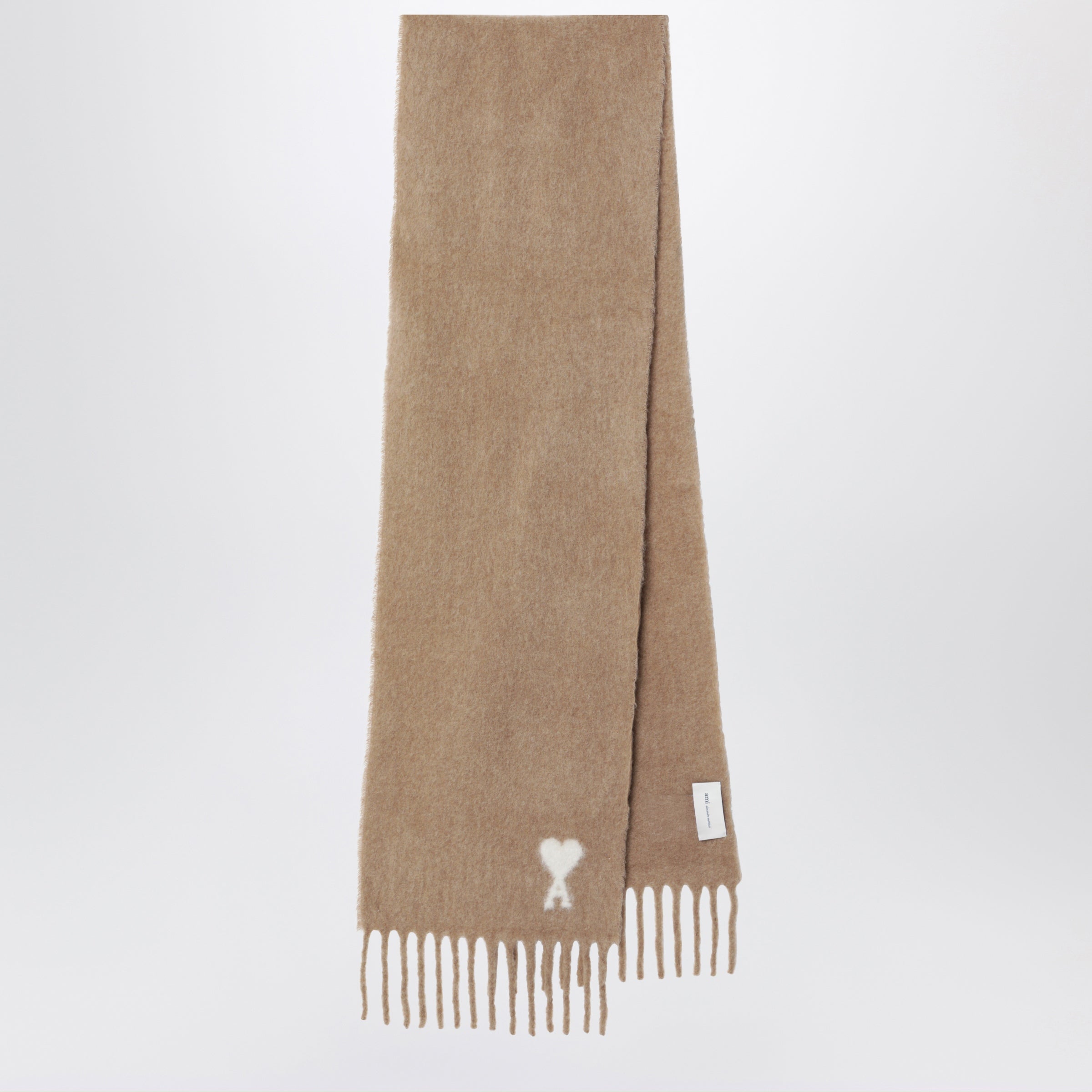 Ami paris Beige Ami De Coeur Scarf In Alpaca Blend