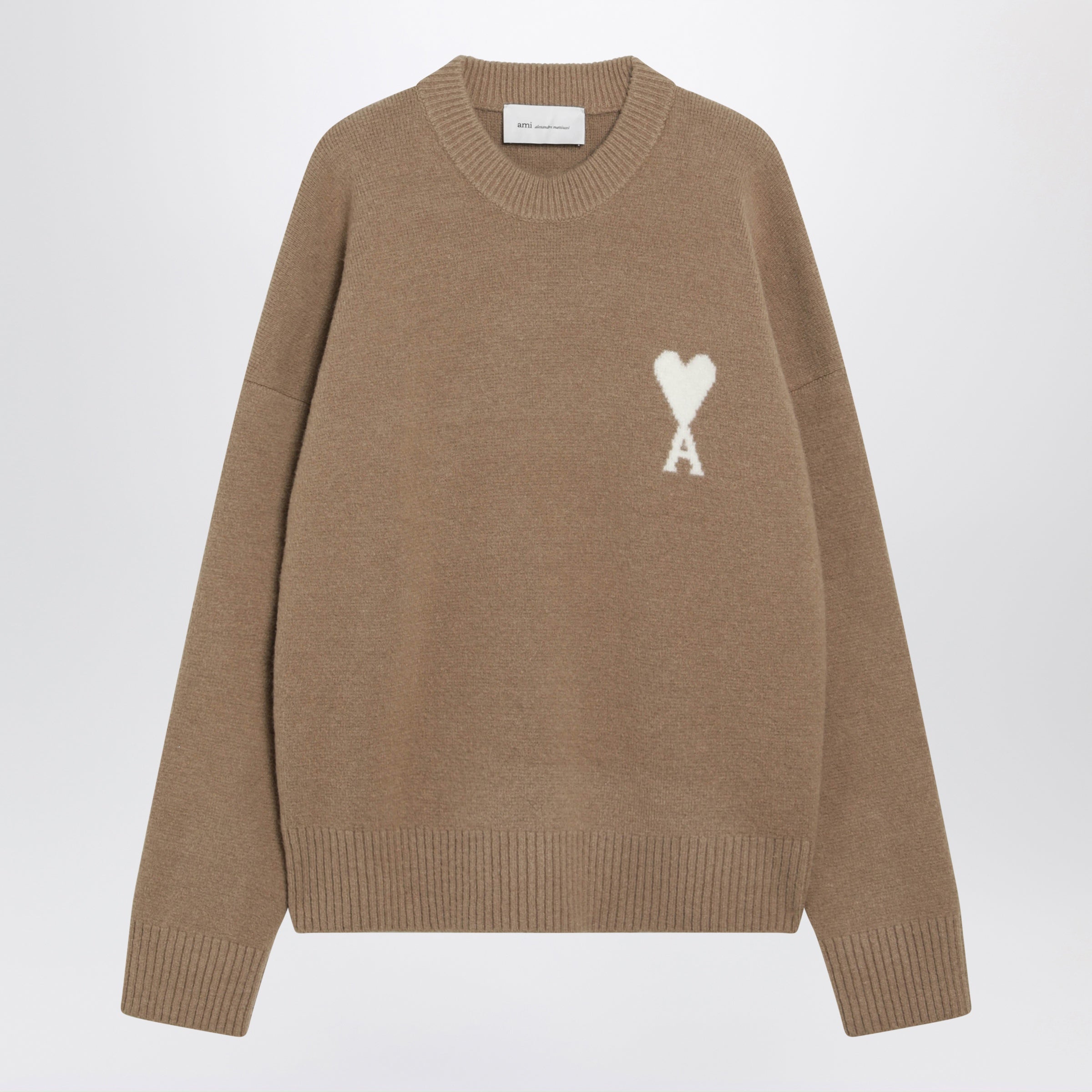 Ami paris Beige Ami De Coeur Wool Sweater