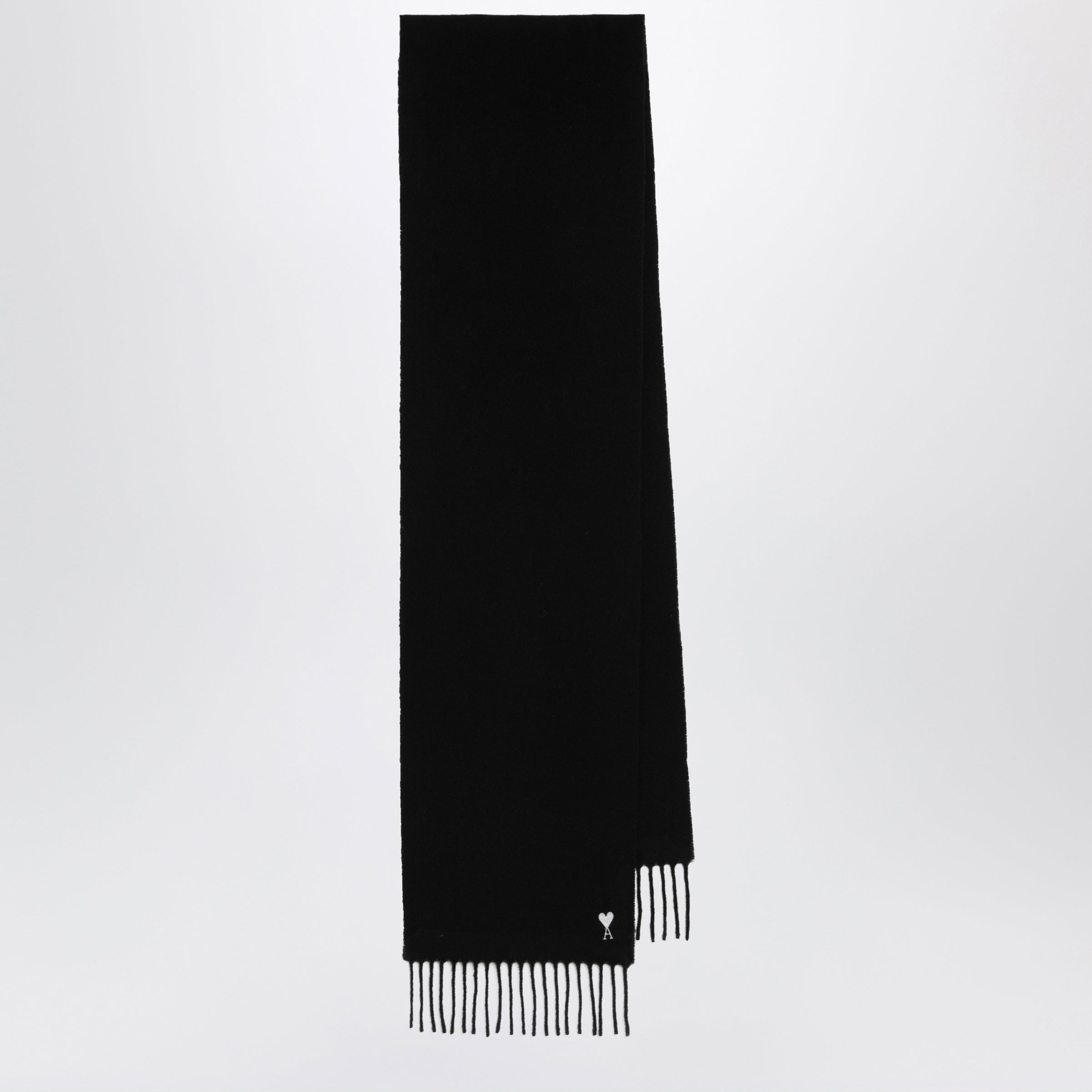Ami paris Black Ami De Coeur Wool Scarf
