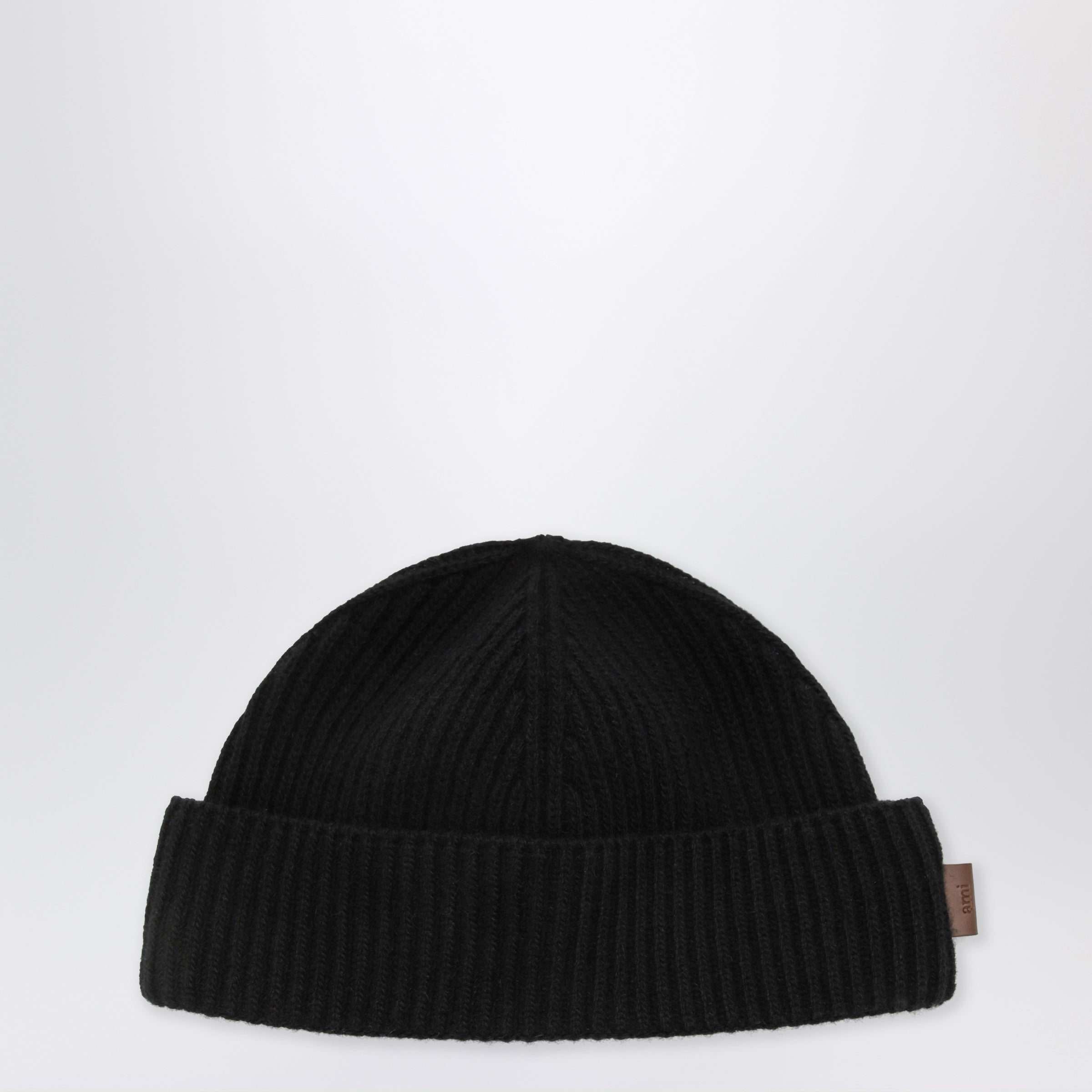 Ami paris Black Ribbed Wool Beanie