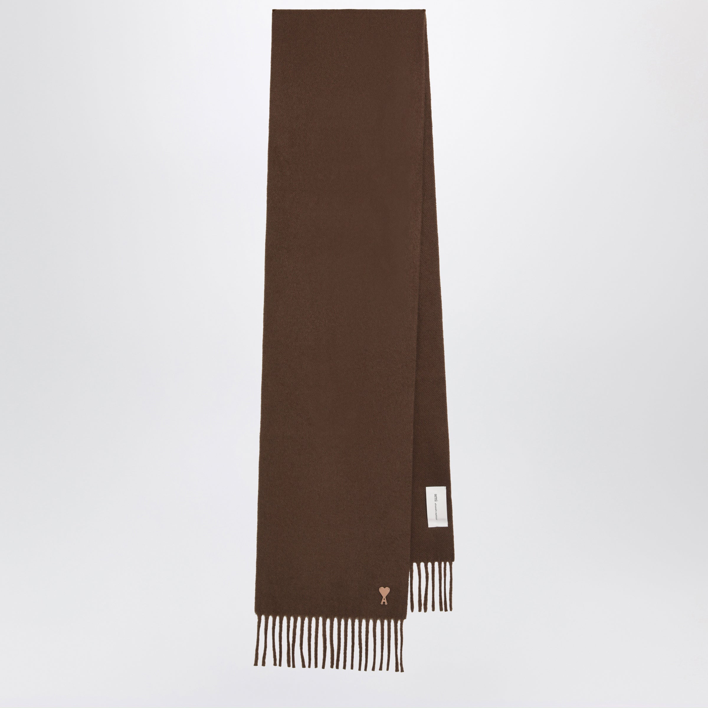 Ami paris Brown Ami De Coeur Wool Scarf