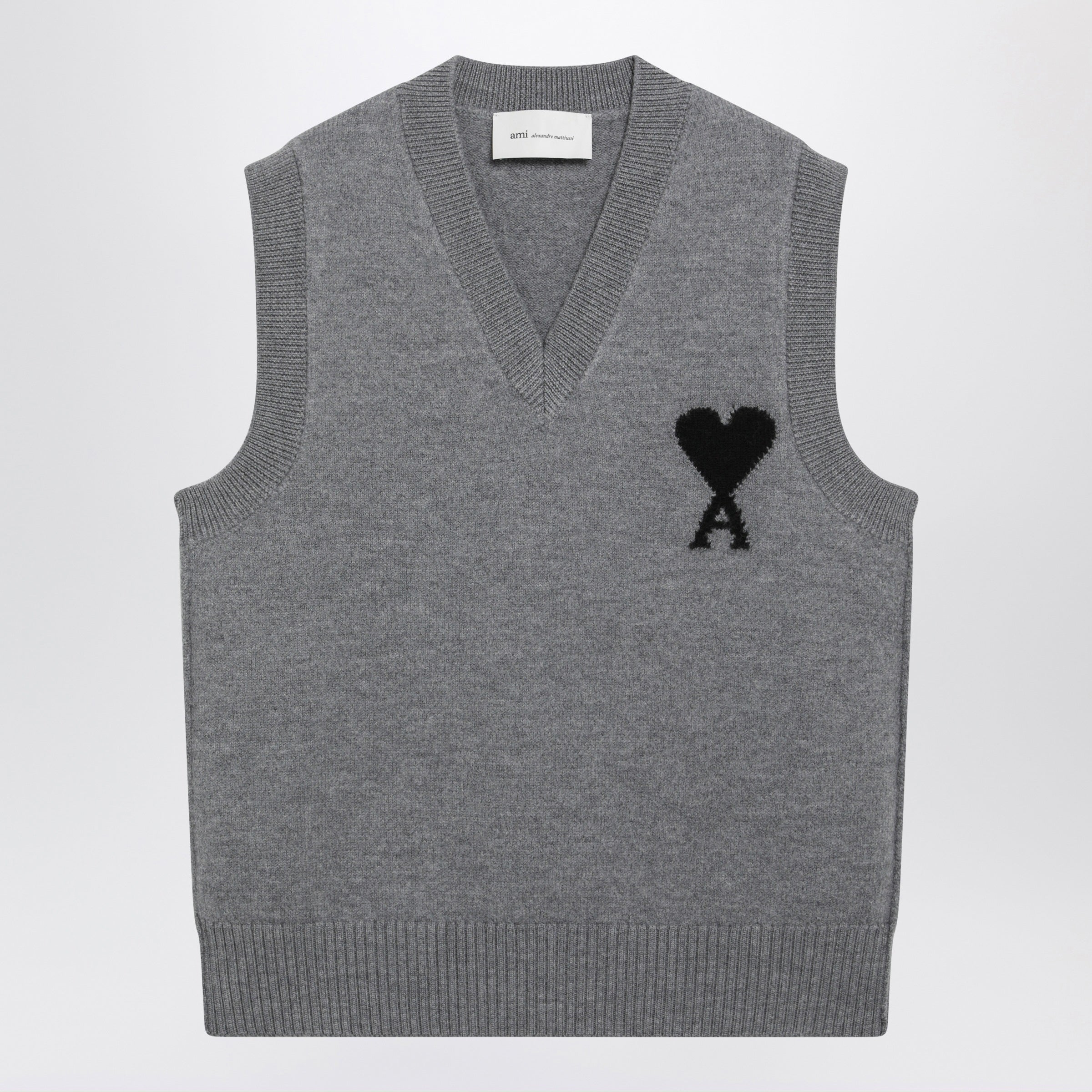 Ami paris Grey Ami De Coeur Vest In Wool