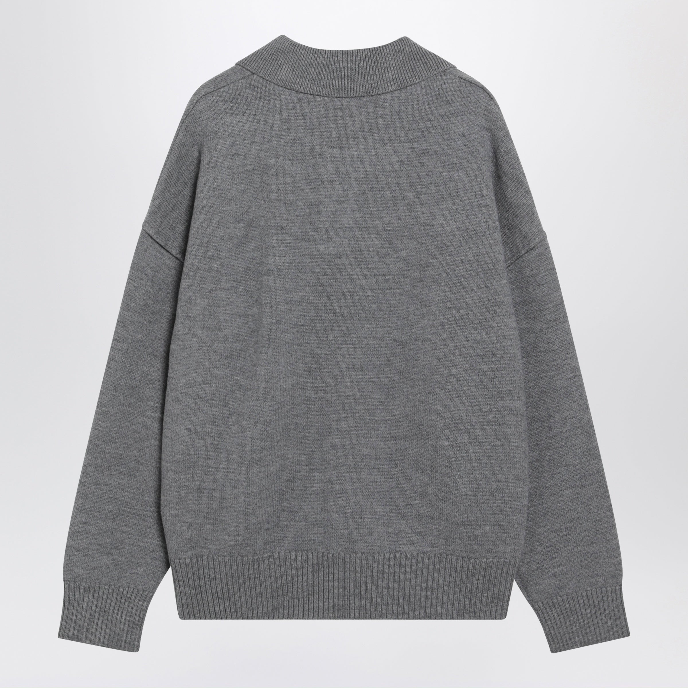Ami paris Grey Ami De Coeur Wool Polo Sweater