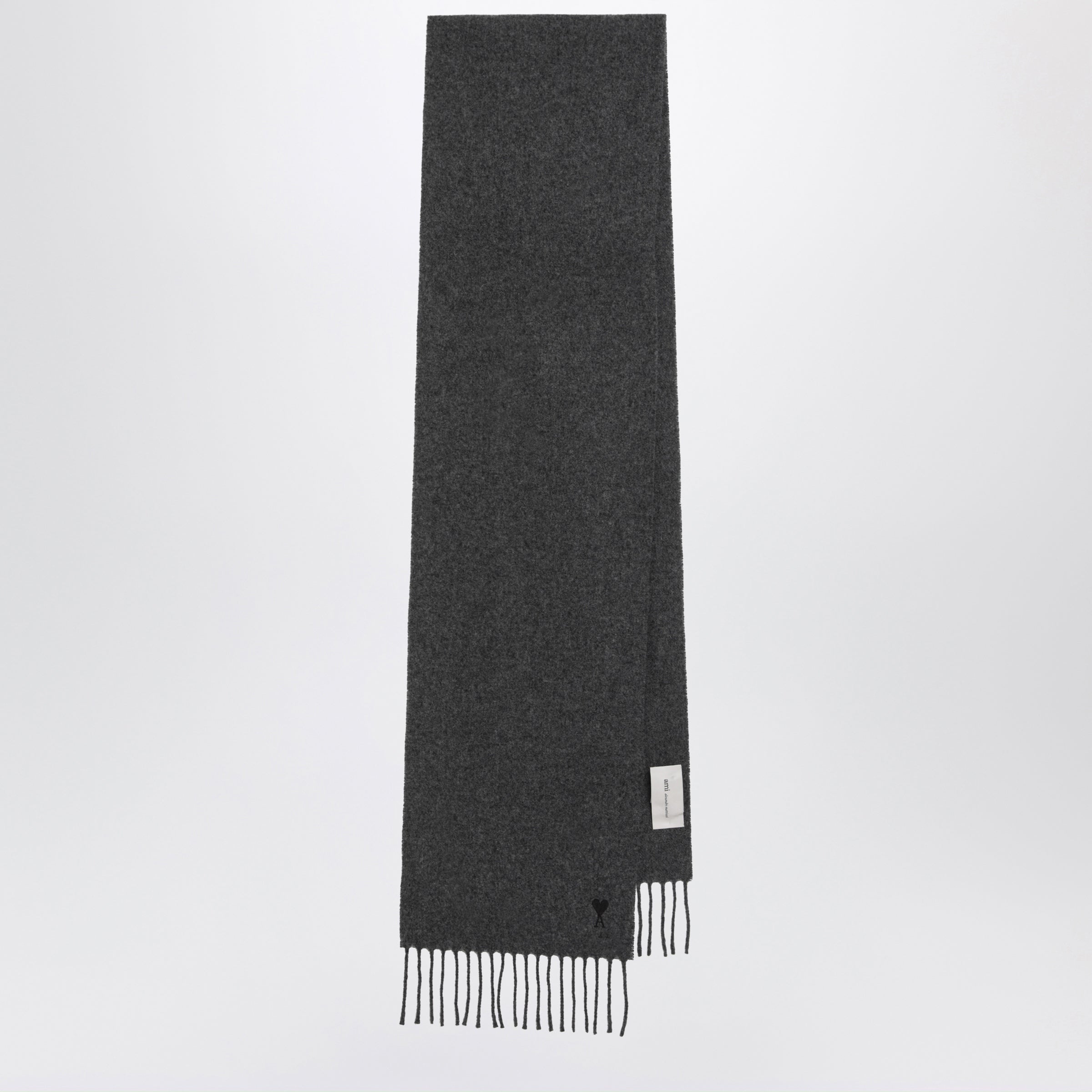Ami paris Grey Ami De Coeur Wool Scarf