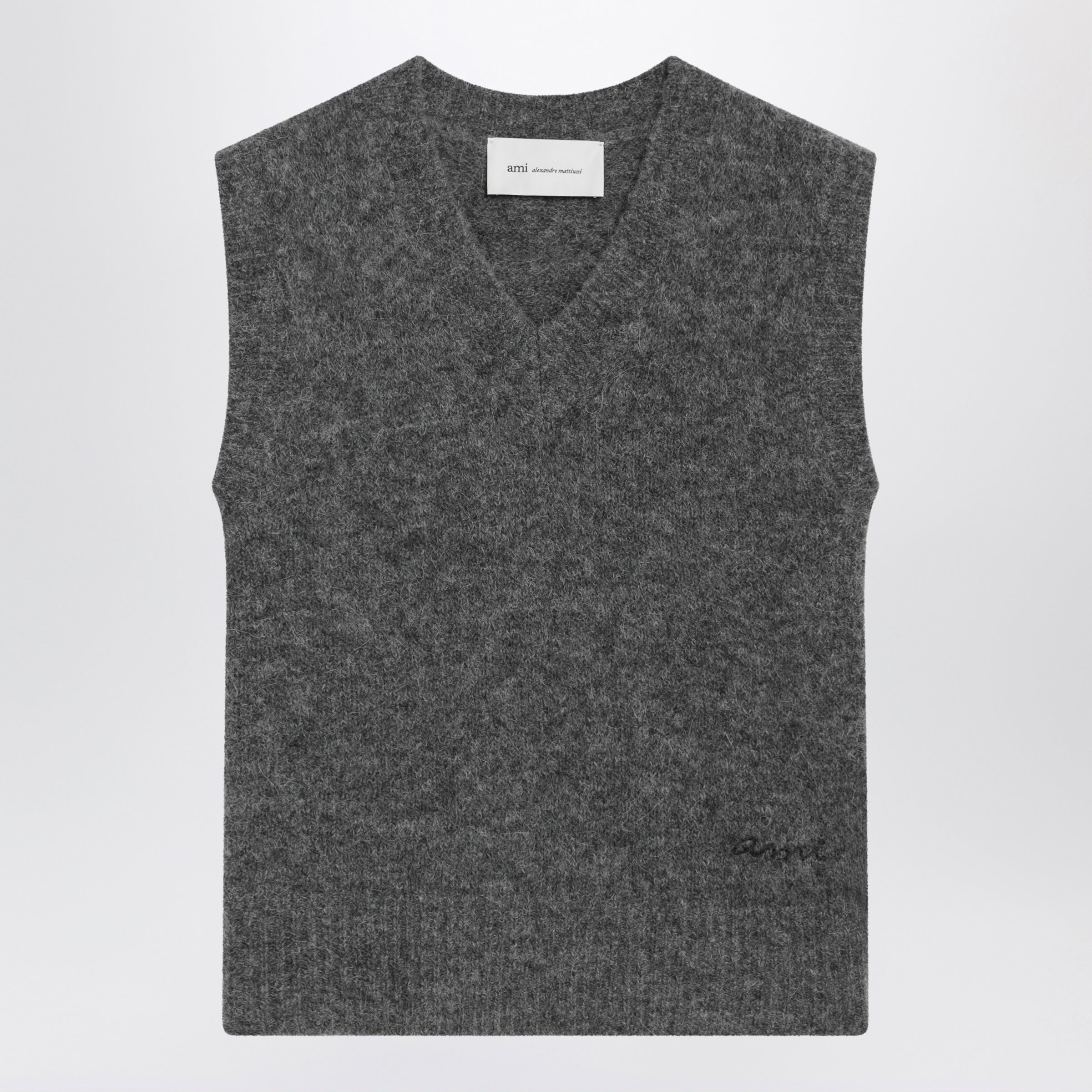 Ami paris Vest Grey Mélange In Alpaca And Wool Ble