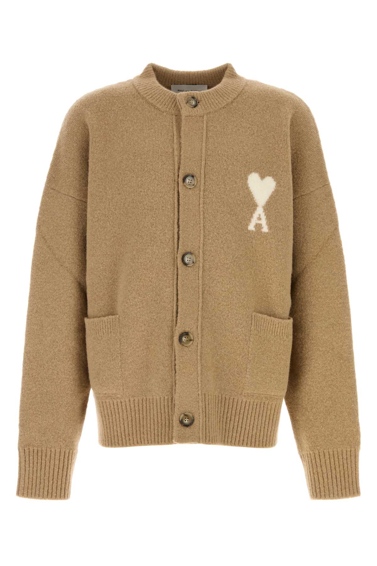 Ami Quota-Crewneckcardiganwithamidecoeur