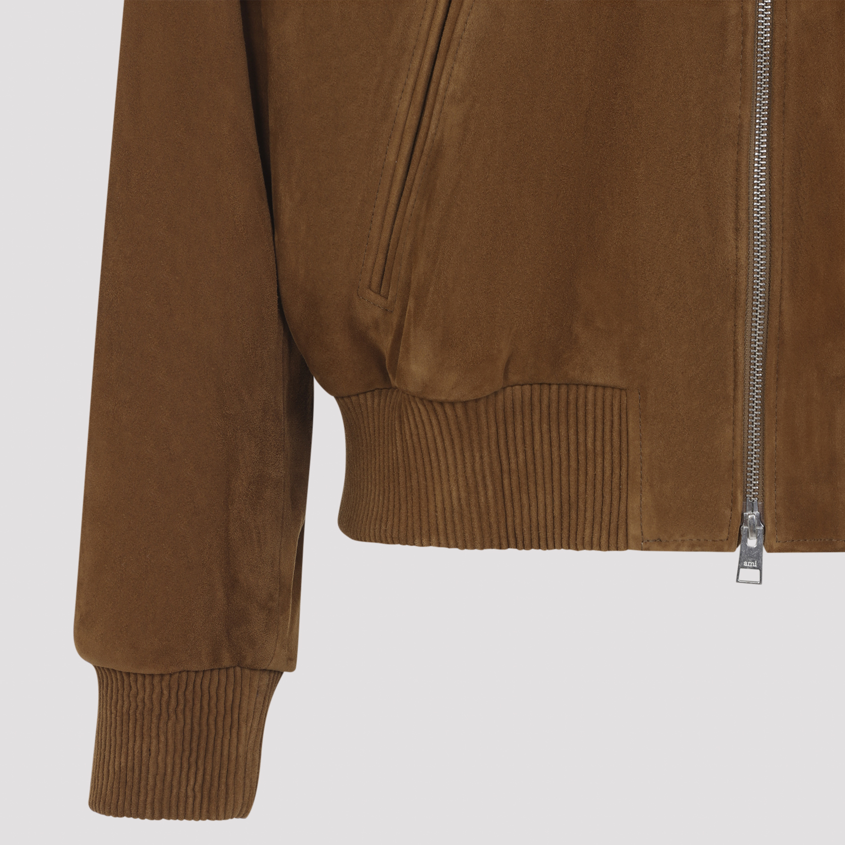 Ami Tobacco Cow Leather Jacket