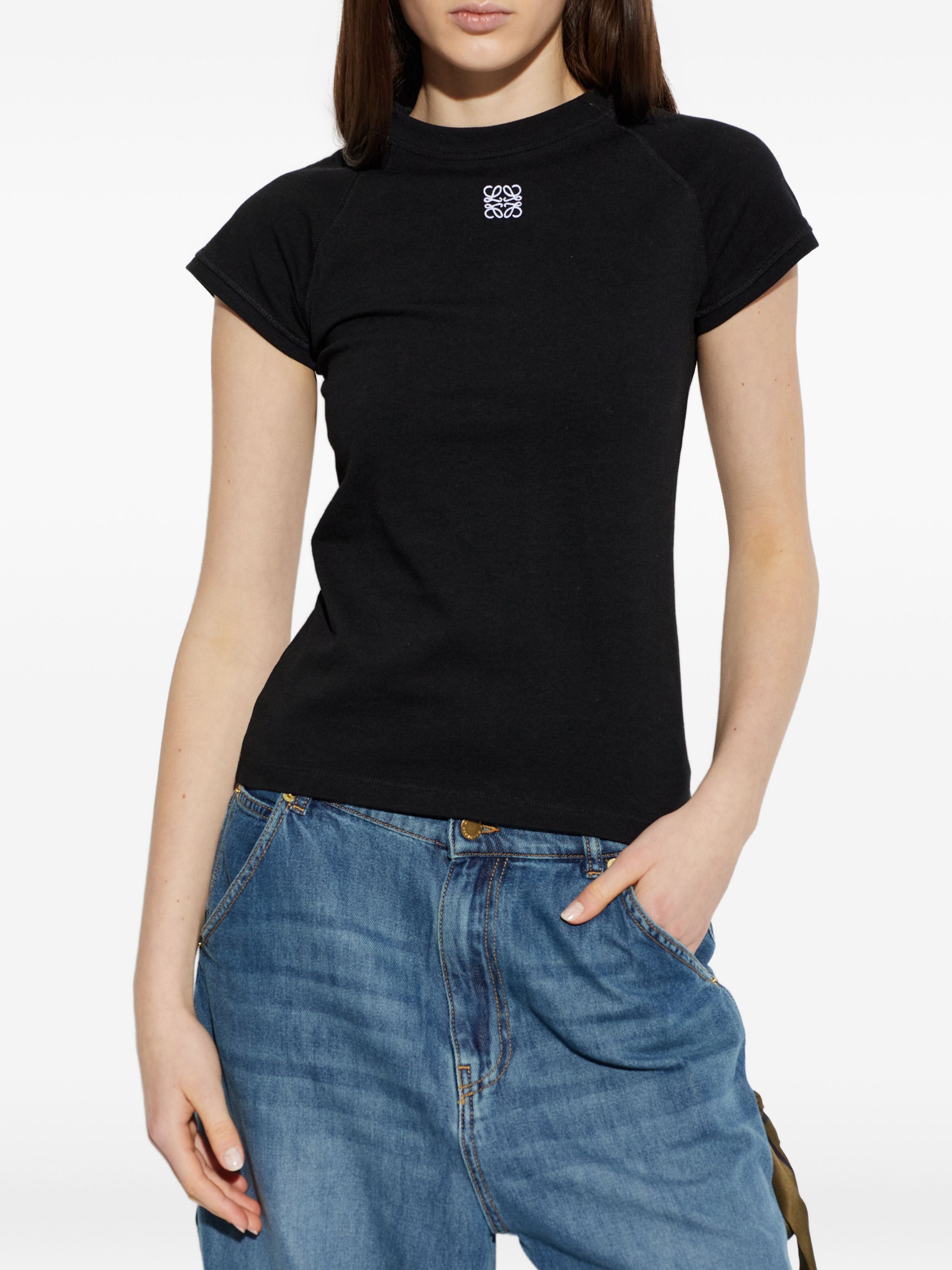 Loewe Anagram-Embroidered Raglan-Sleeve T-Shir