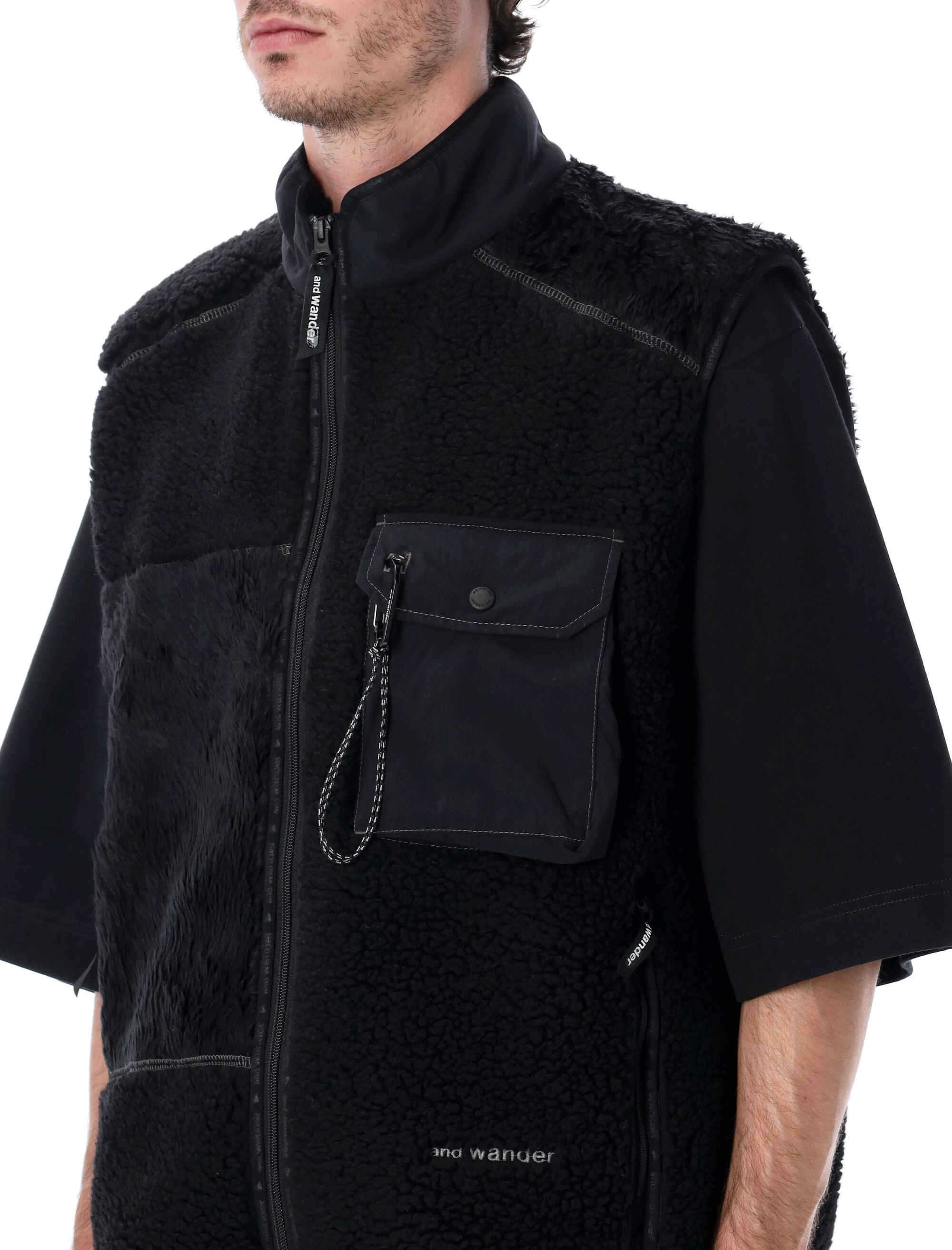 And Wander Mix Boa Patchwork Vest