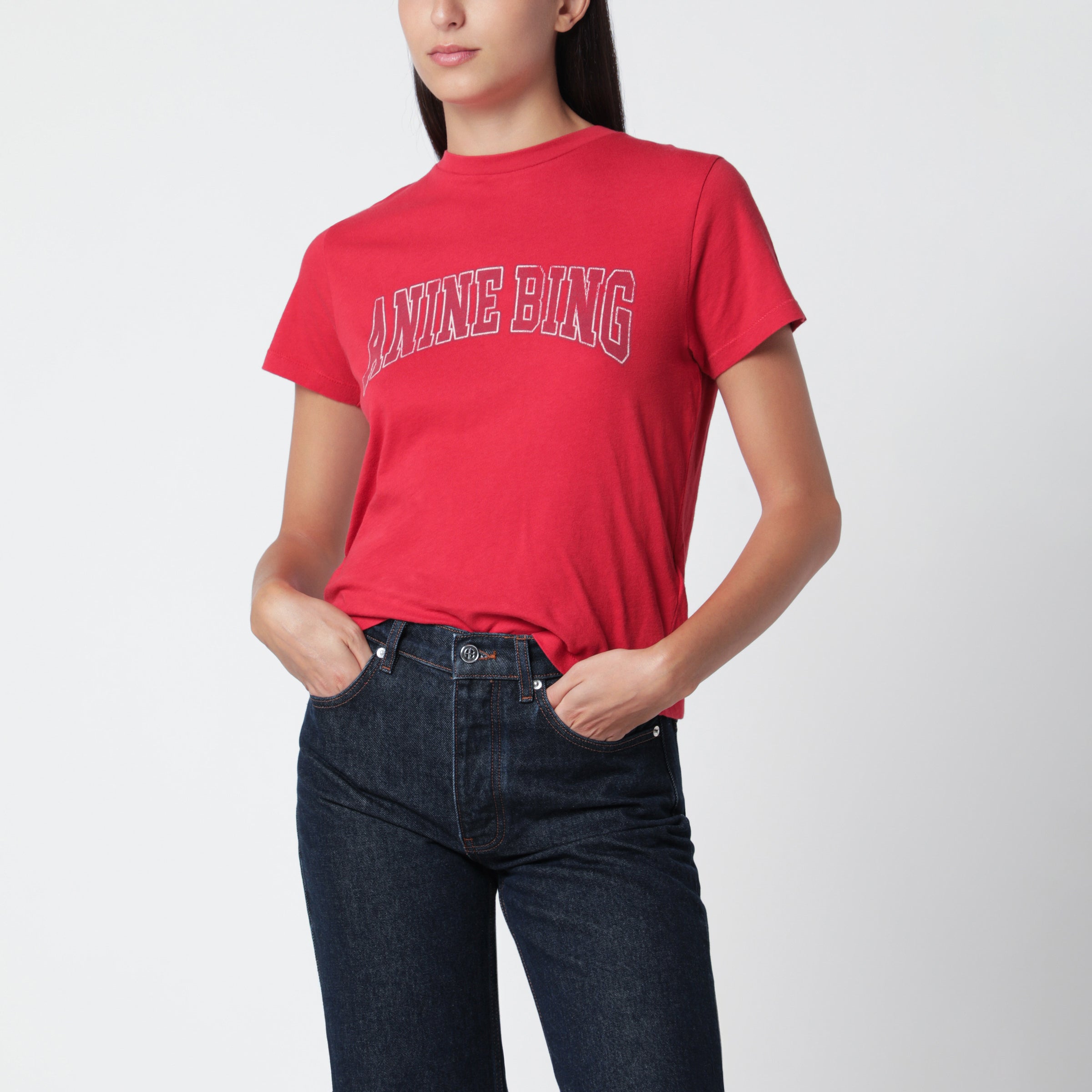 Anine bing Shelley Red Cotton T-Shirt