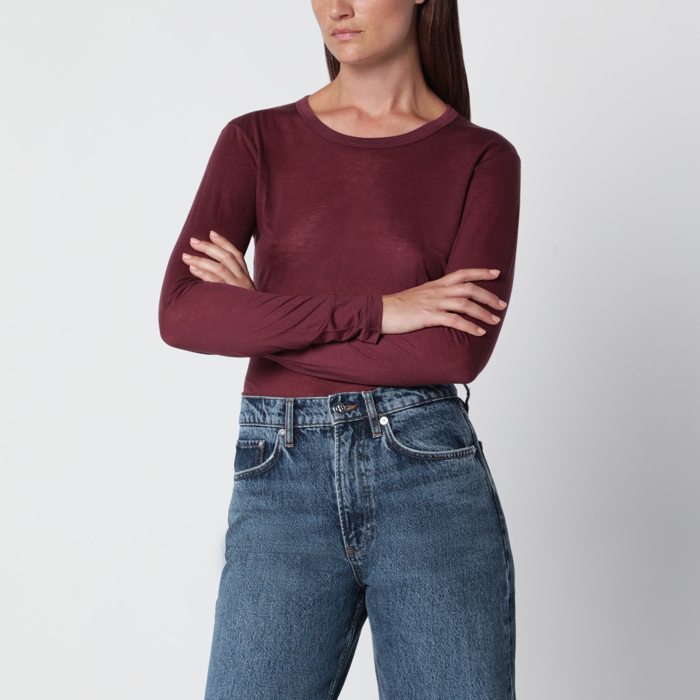 Anine bing Sylvie Burgundy Wool-Blend Sweater