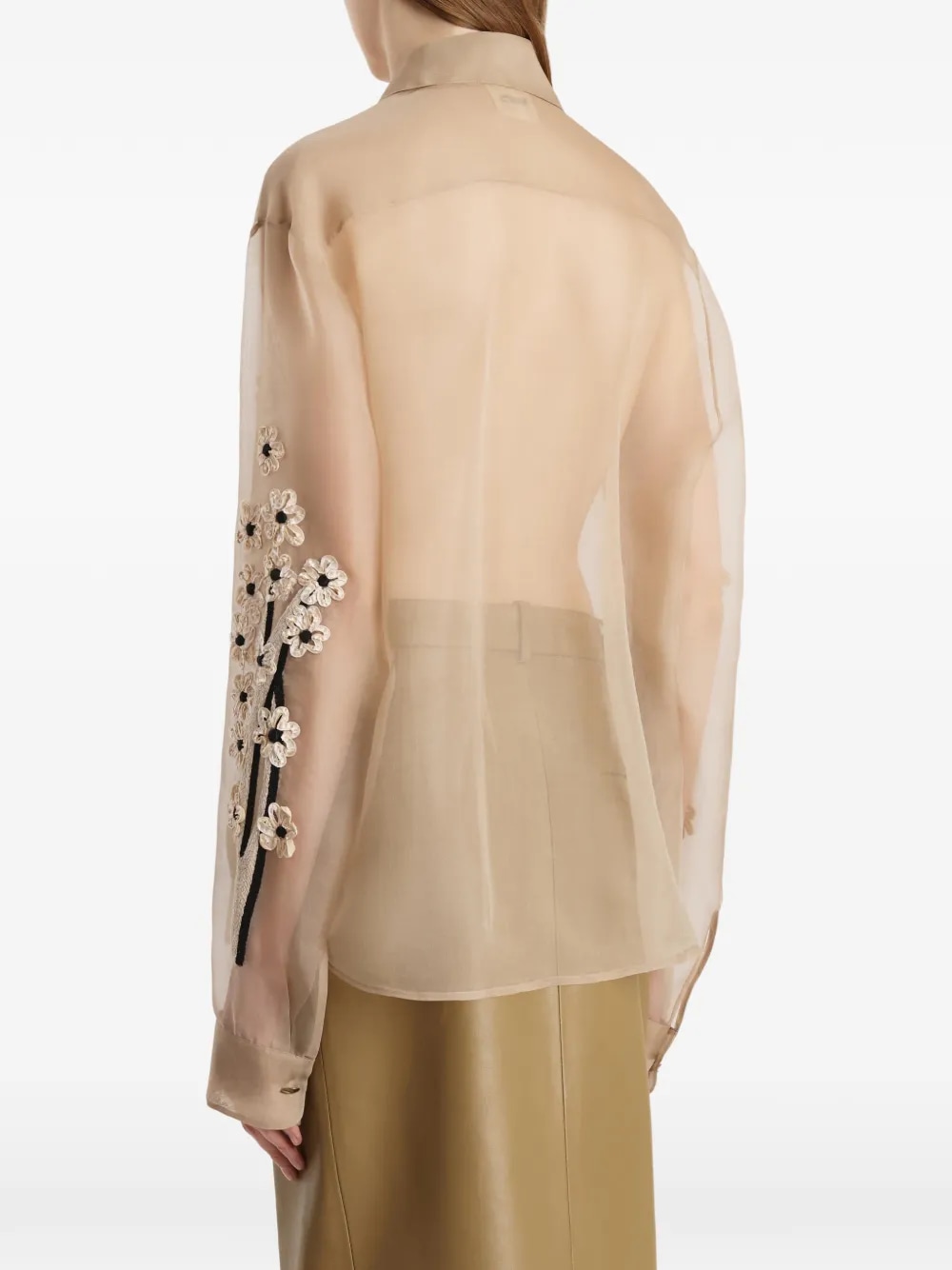 Khaite Argo Floral Shirt Beige