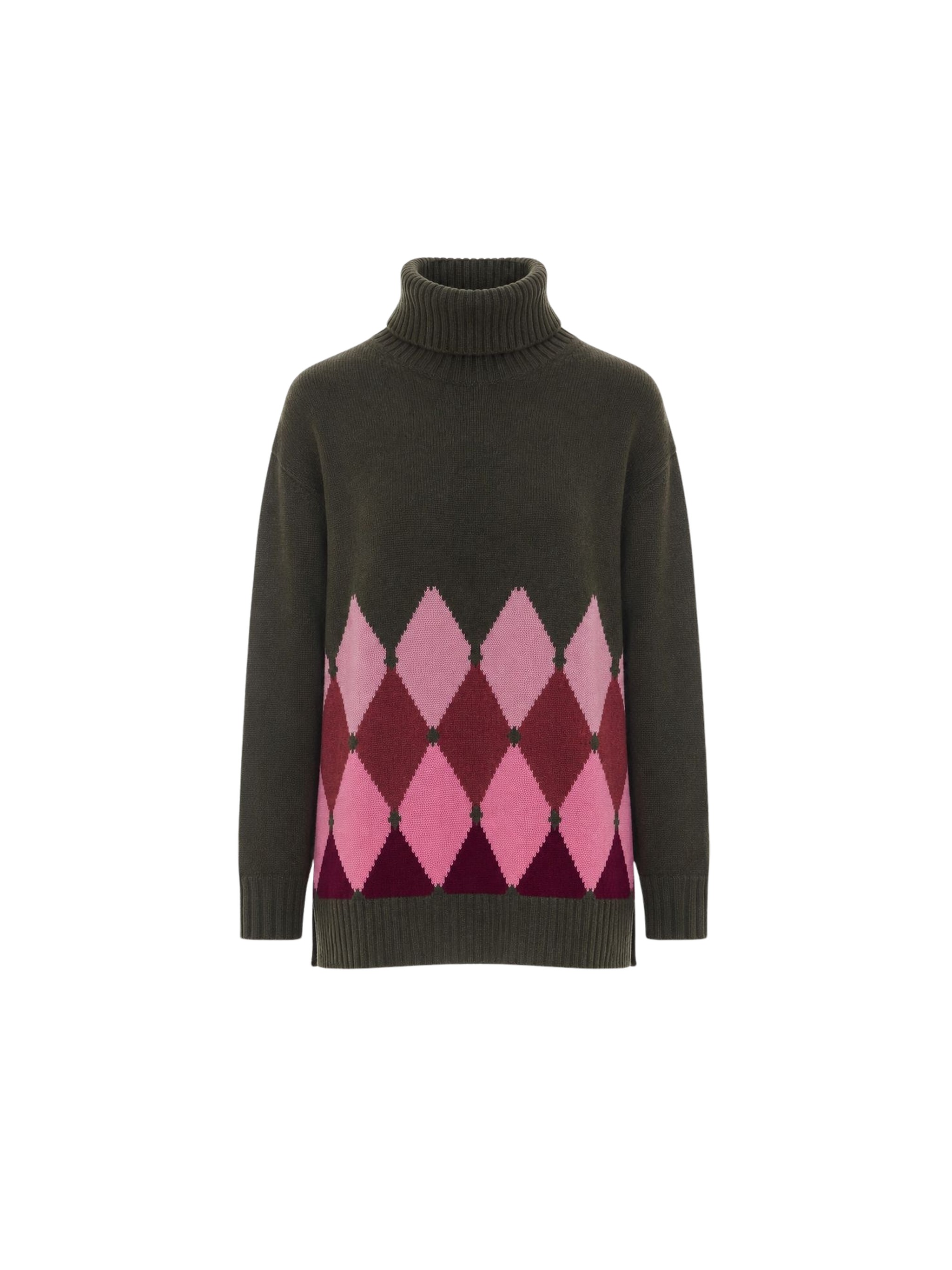 Ballantyne Argyle High Neck Knitted Sweater