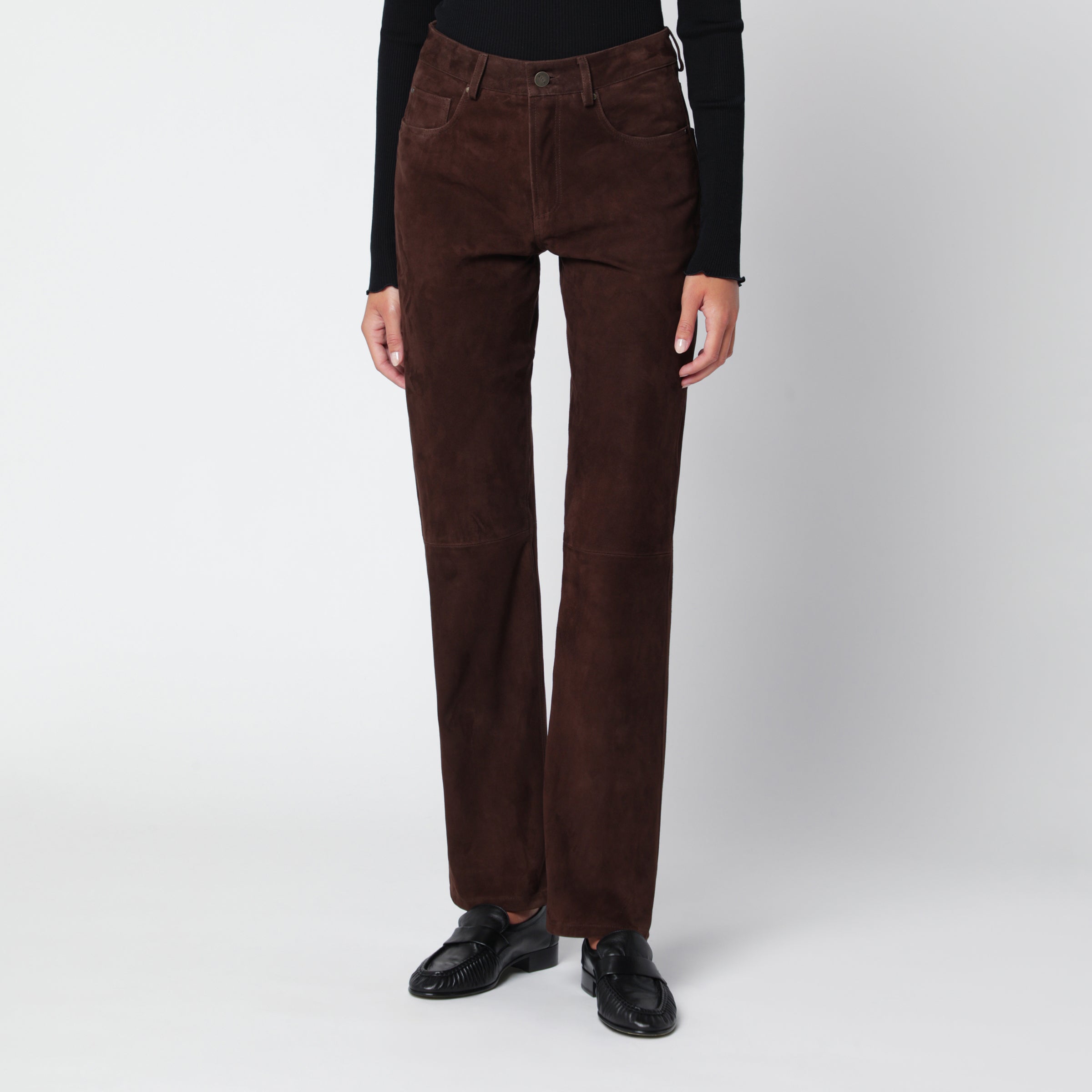 Arma Jean Trousers In Suede, Brown