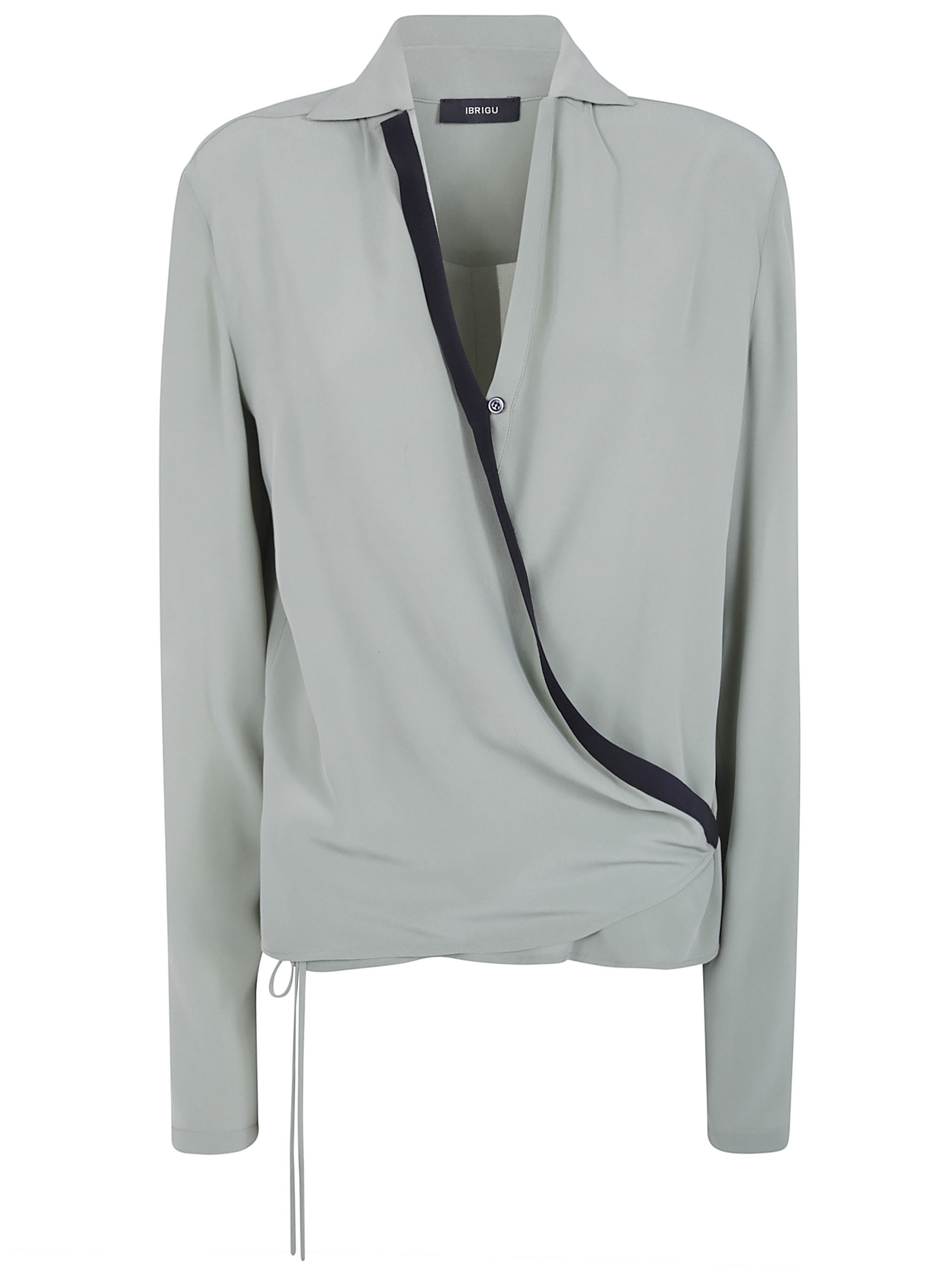 Ibrigu Asymmetrical Silk Shirt With Contrasting