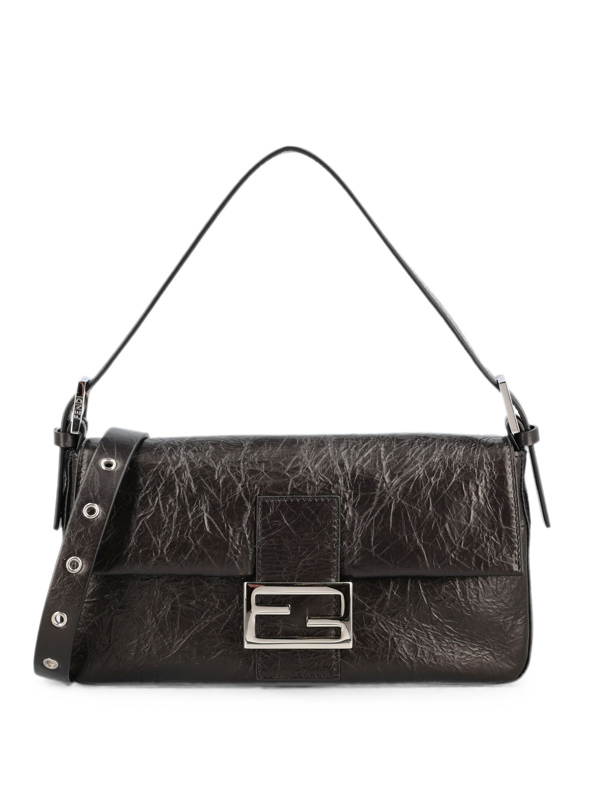 Fendi Baguette® 26424 Crackled Black Leather B