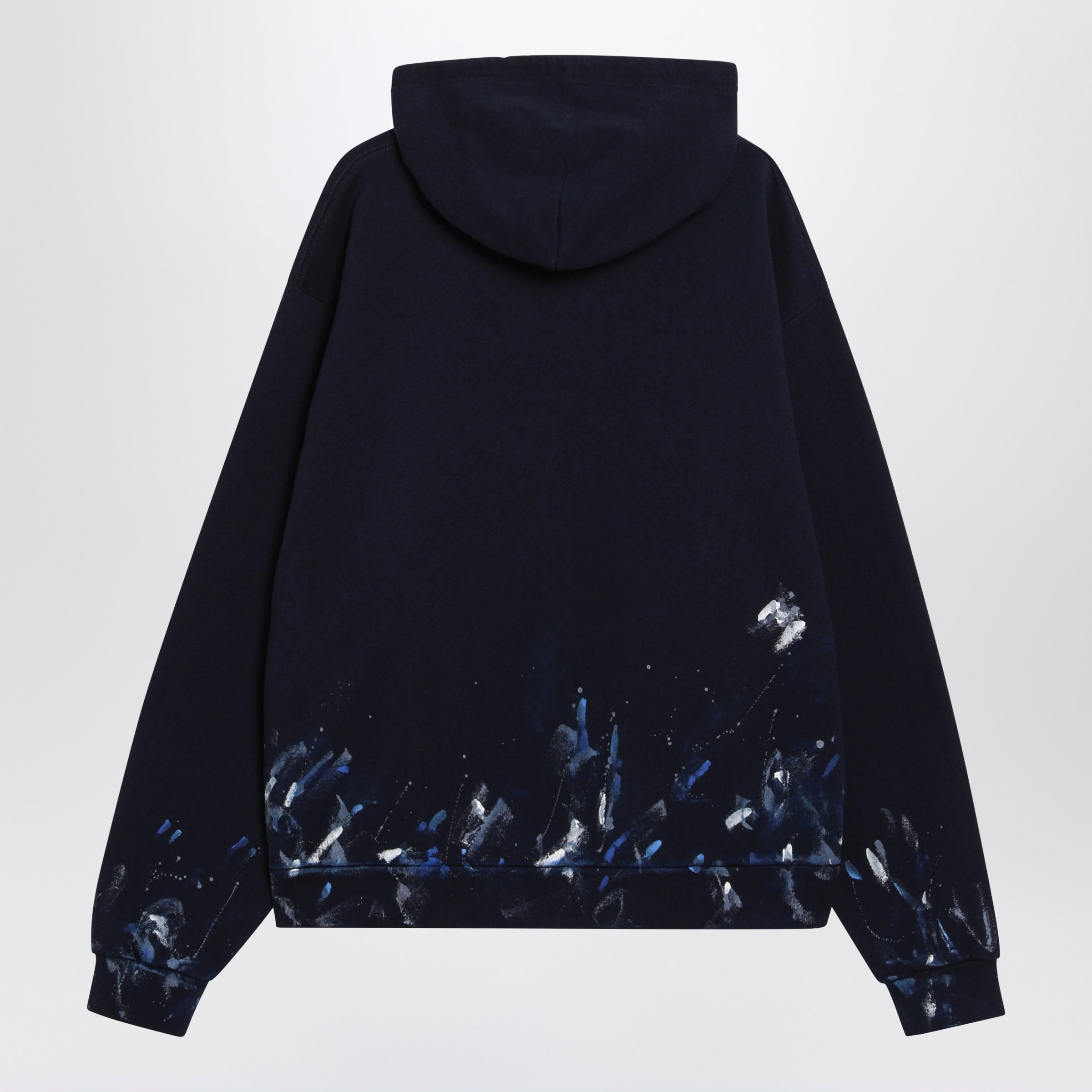 Balenciaga Navy Blue Zip-Up Sweatshirt With Paint-S