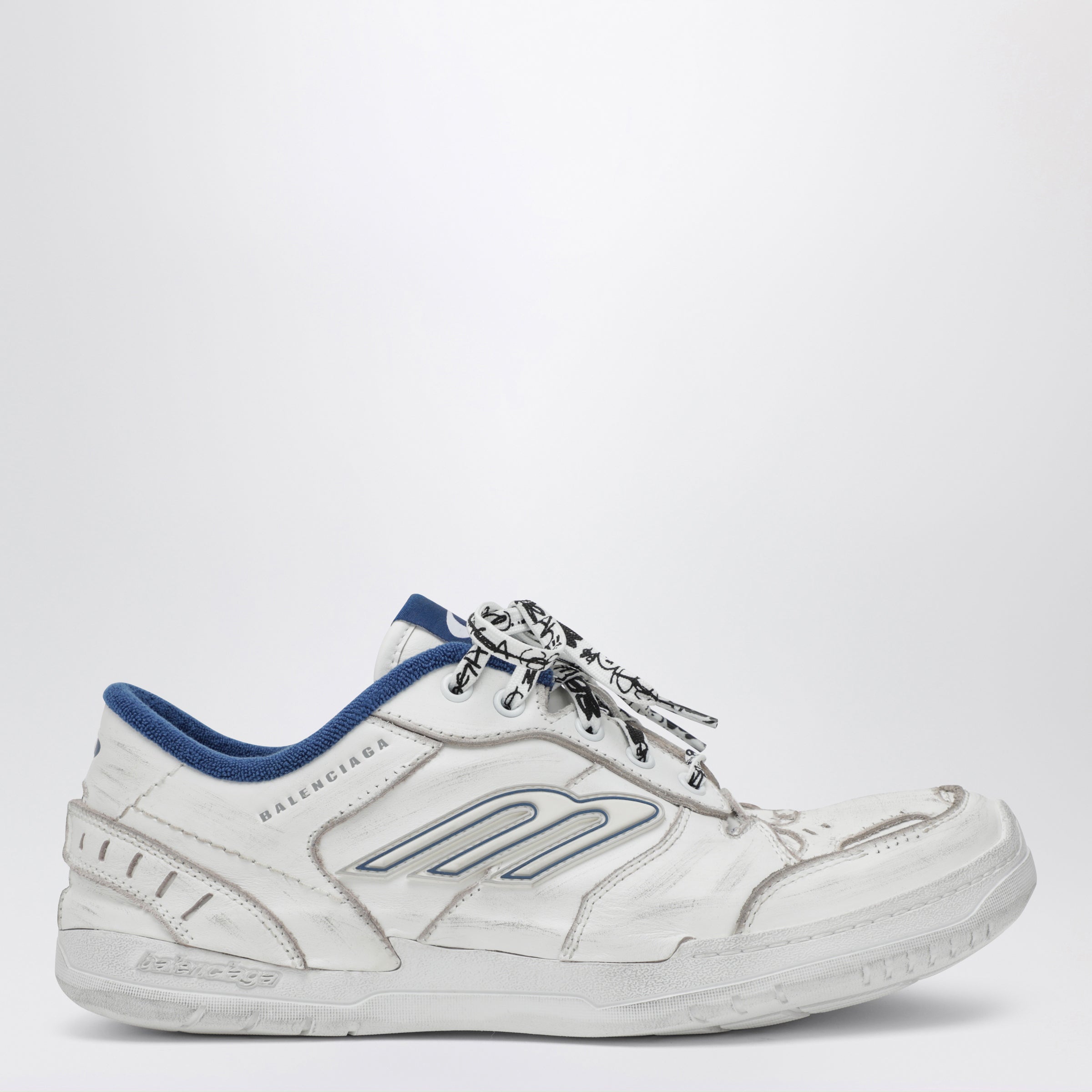 Balenciaga White/Blue Hamptons Worn-Out Sneakers