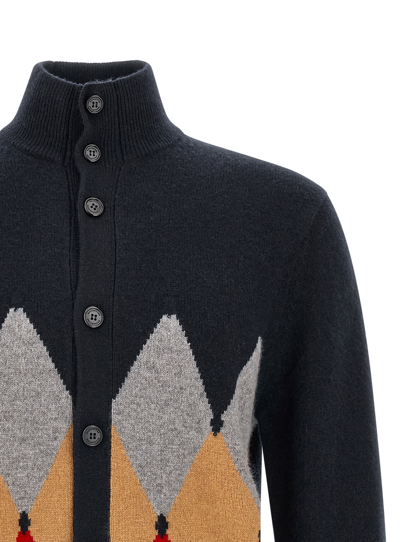 Ballantyne 'Classic Diamond' Diamond Intarsia Cardi