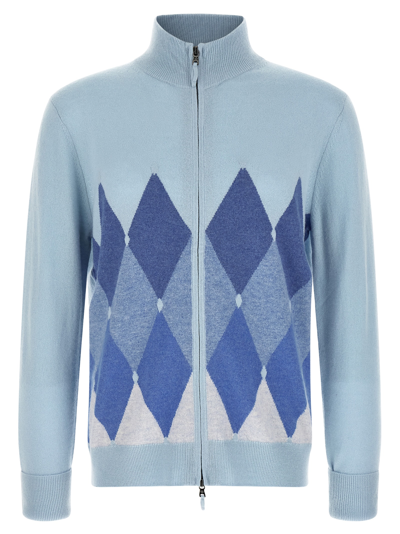 Ballantyne 'Classic Diamond' Intarsia Zip Cardigan