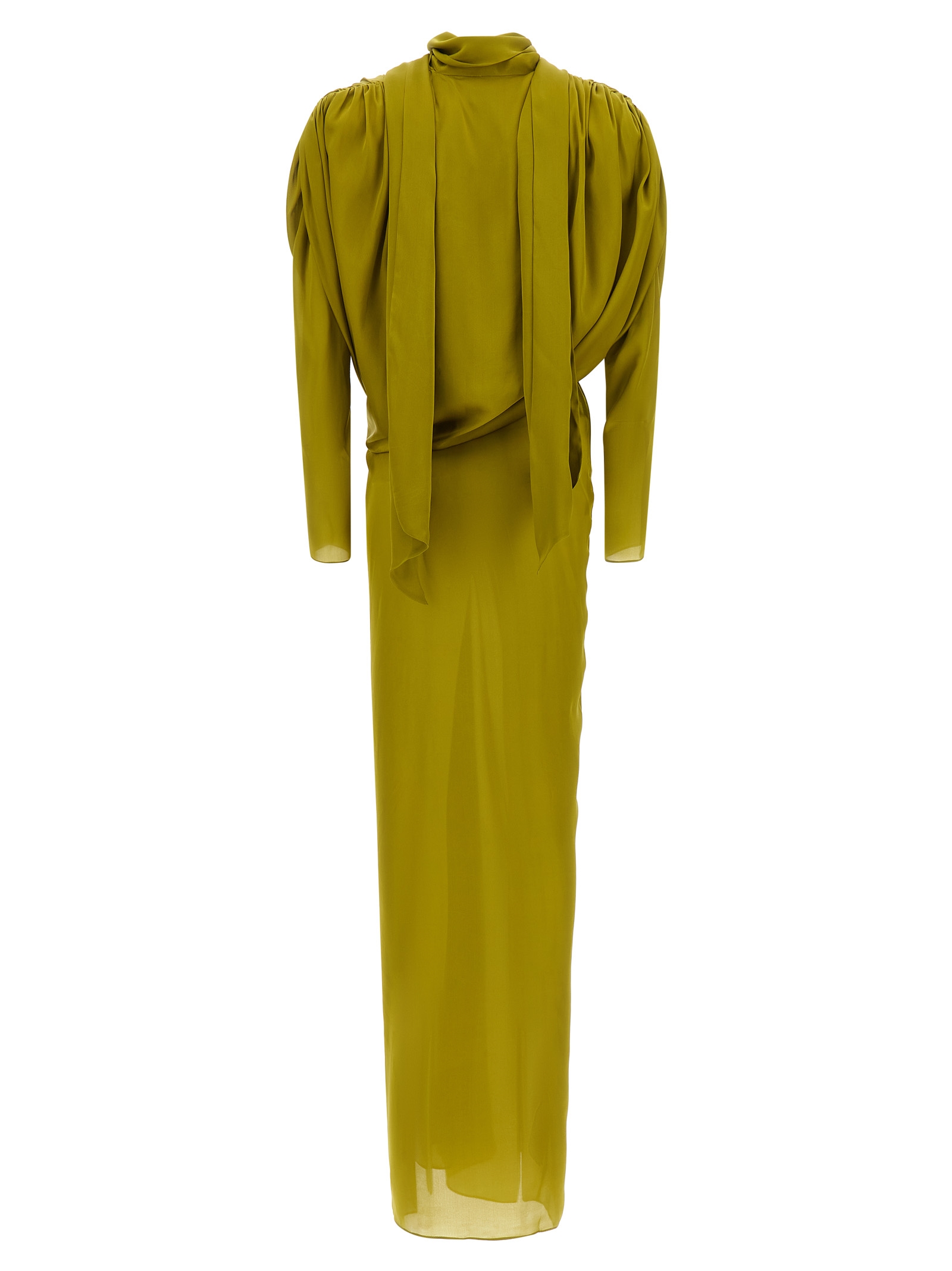 Balmain Draped Silk Dress With Knot