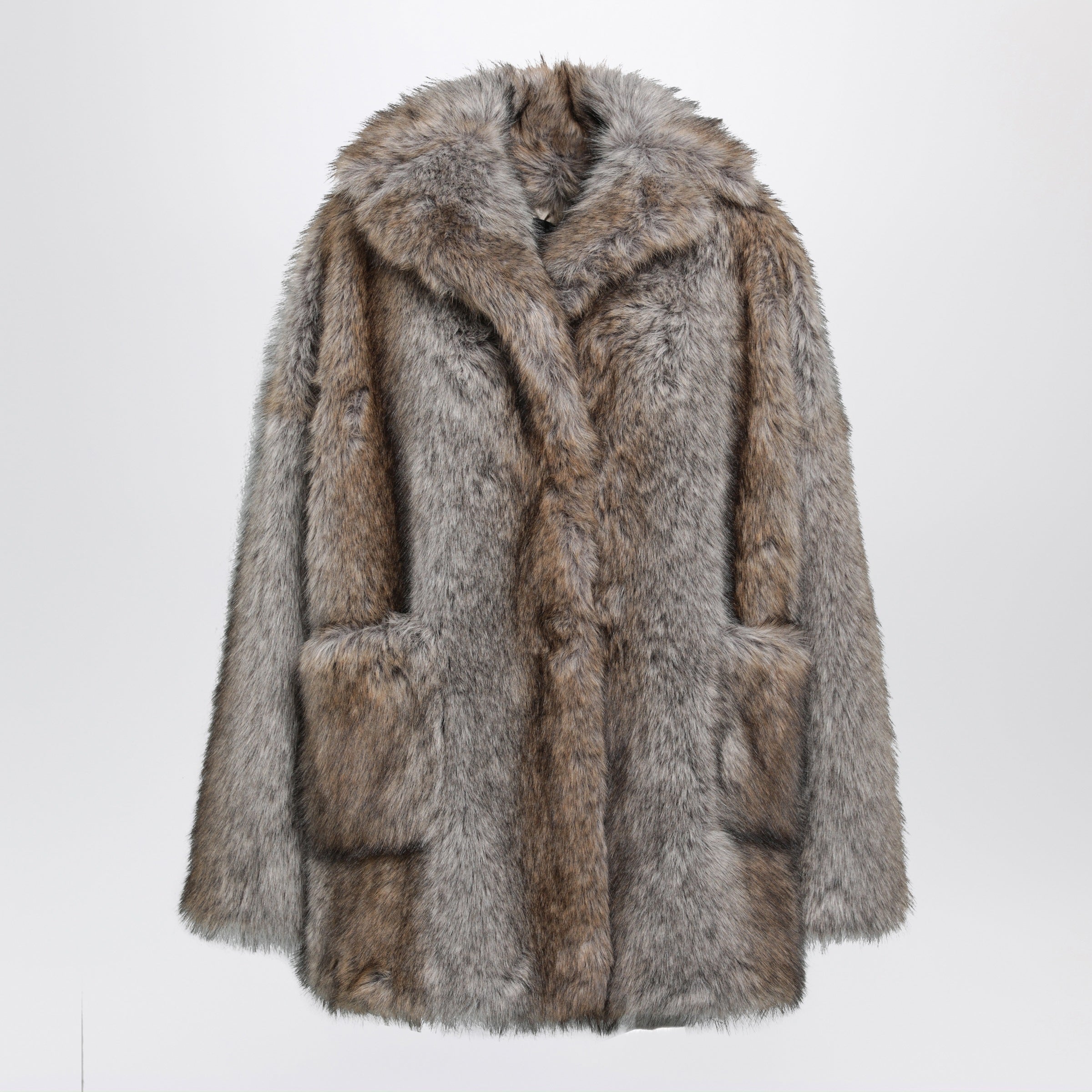 BB Couture Brigitte Coat In Wolf-Effect Faux Fur