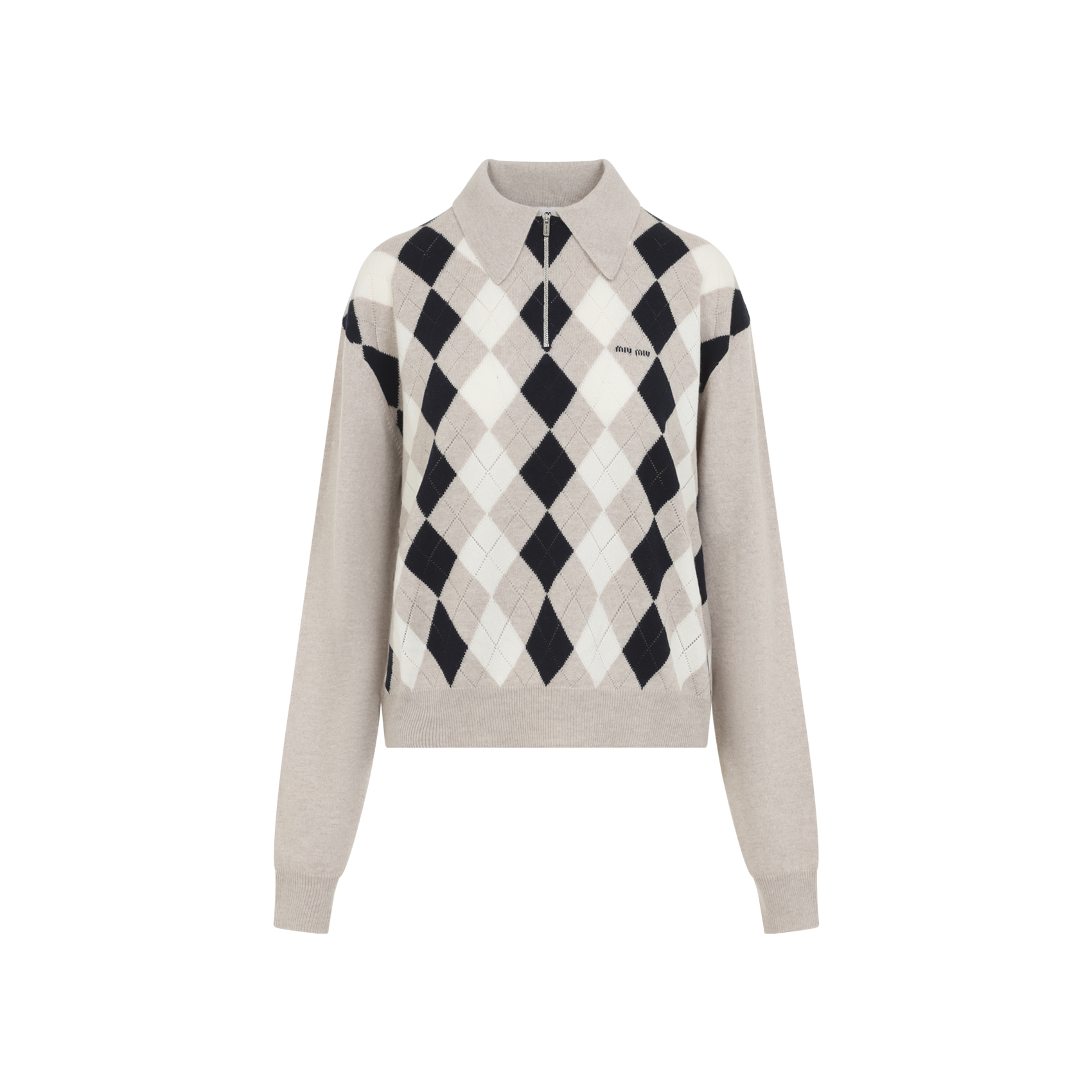 Miu Miu Beige Cashmere Polo Shirt