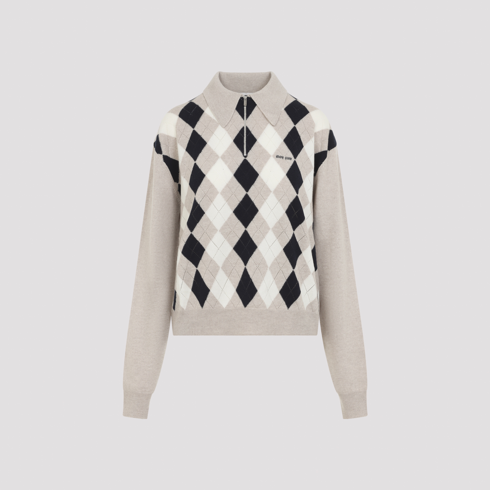 Miu Miu Beige Cashmere Polo Shirt