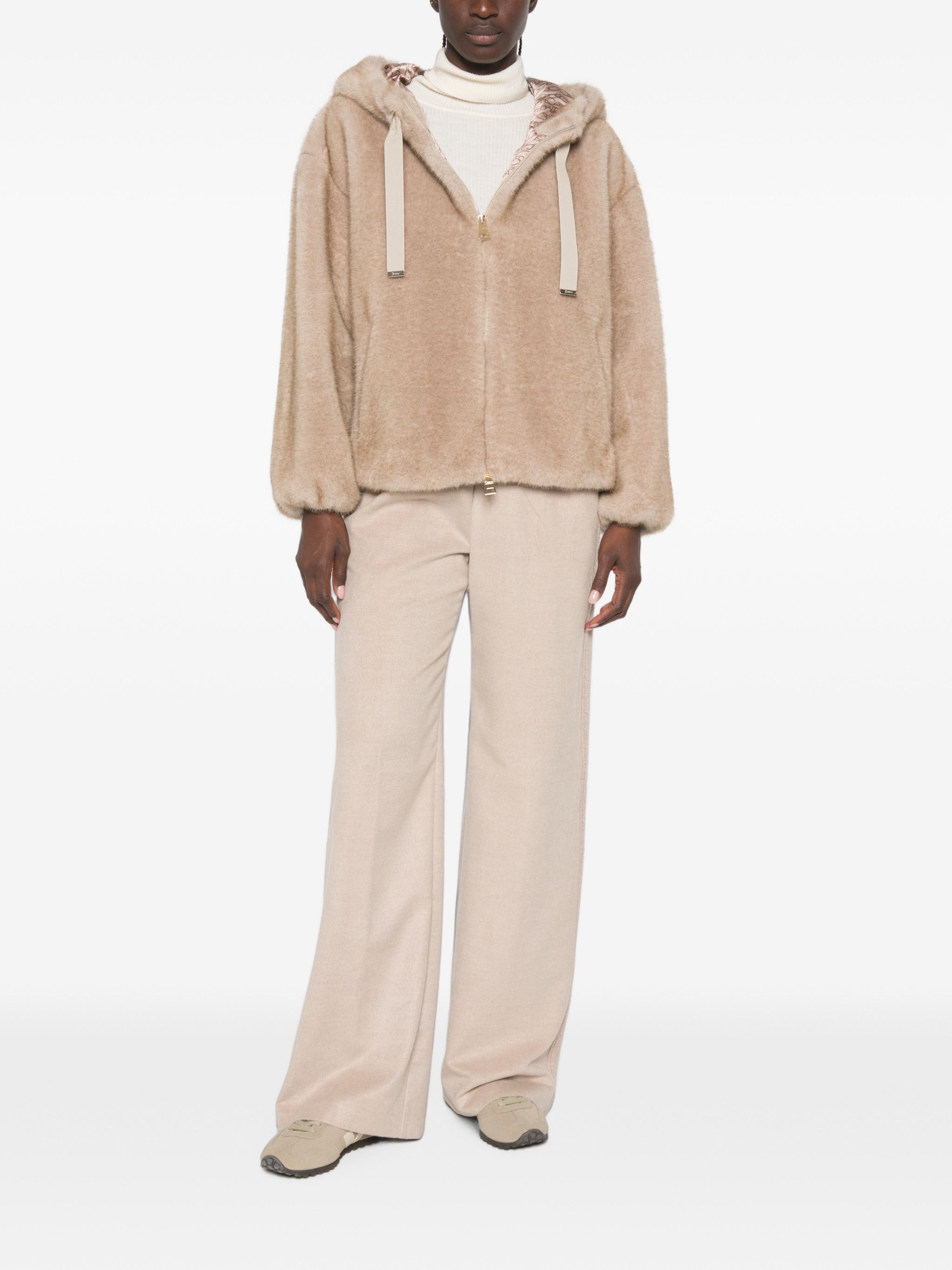 Herno Beige Polyester Modal Wool Pants