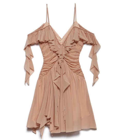 Aniye By Beige V-Neck Ruffled Asymmotric Hem Dres