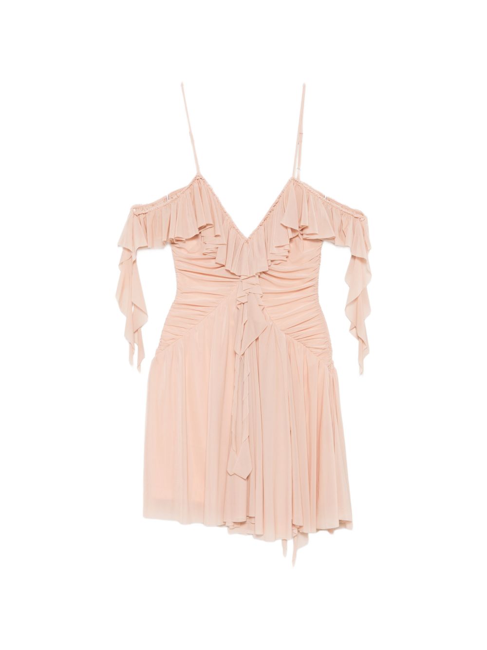 Aniye By Beige V-Neck Ruffled Asymmotric Hem Dres