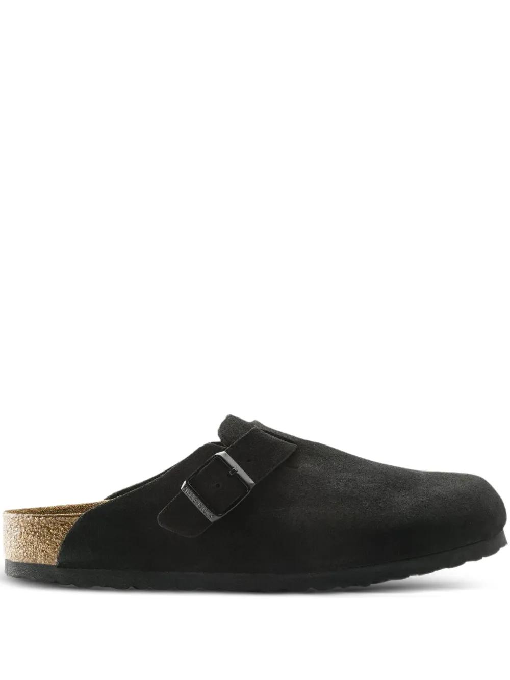 Birkenstock Black Leather Rubber Sandals