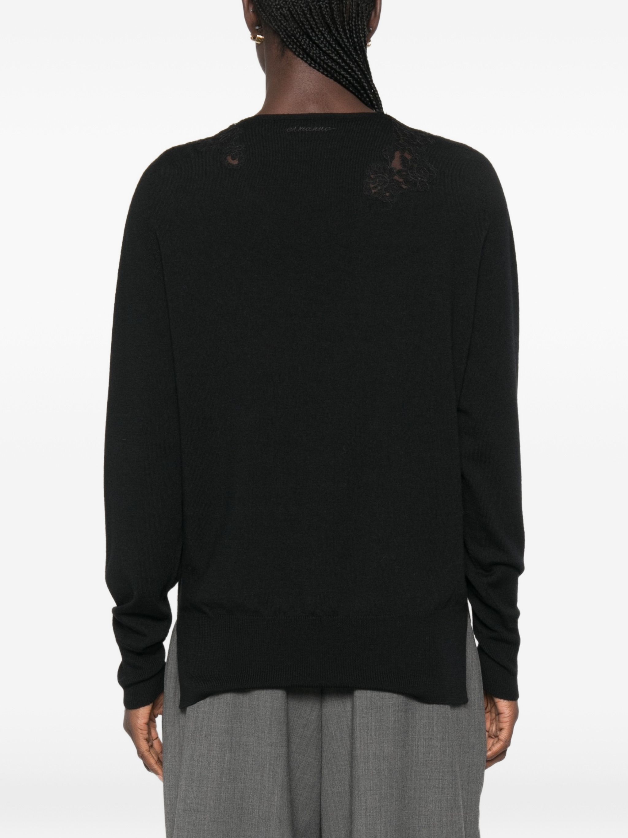 Ermanno Black Acrylic Wool Polyester Sweater