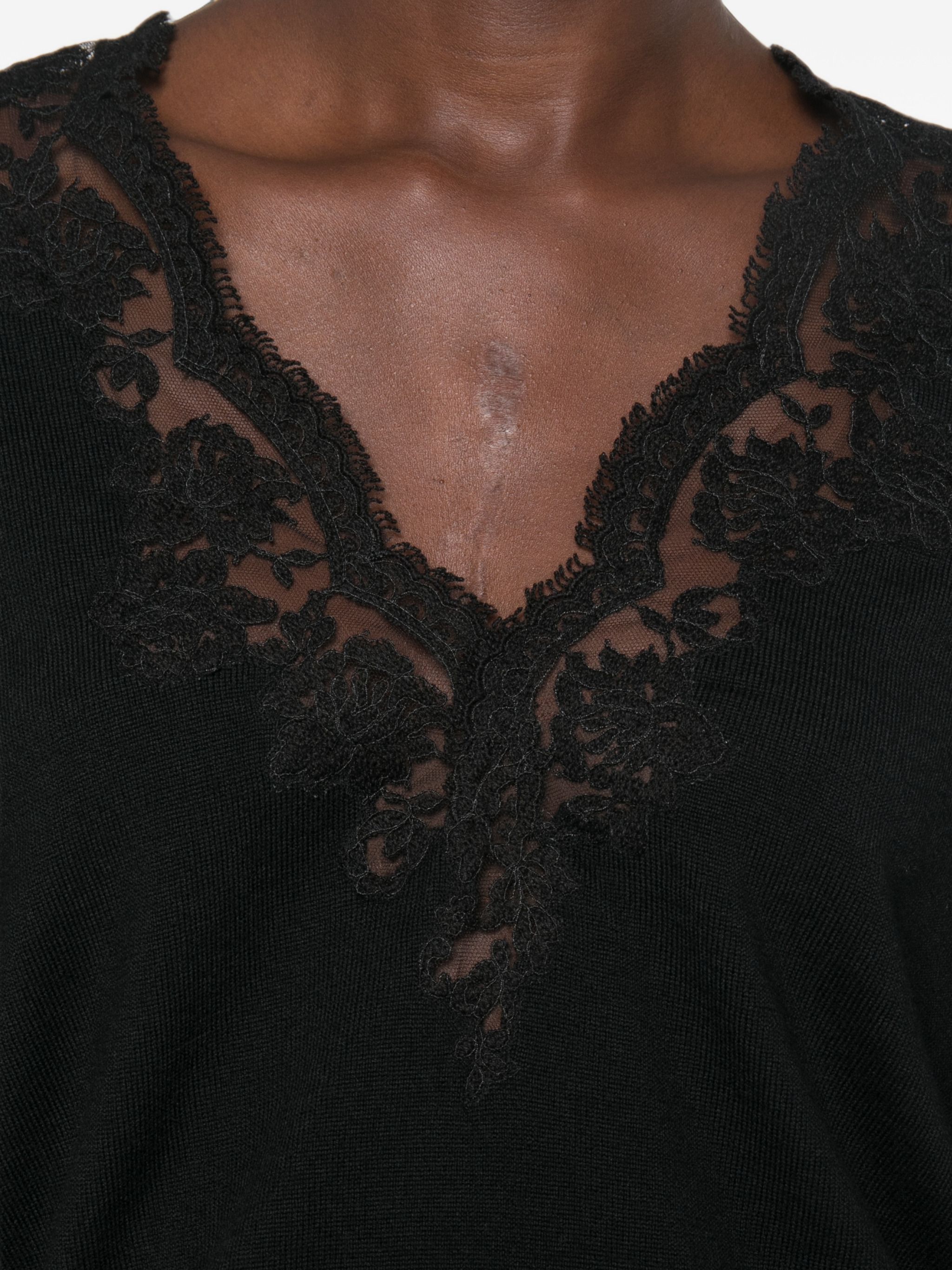 Ermanno Black Acrylic Wool Polyester Sweater