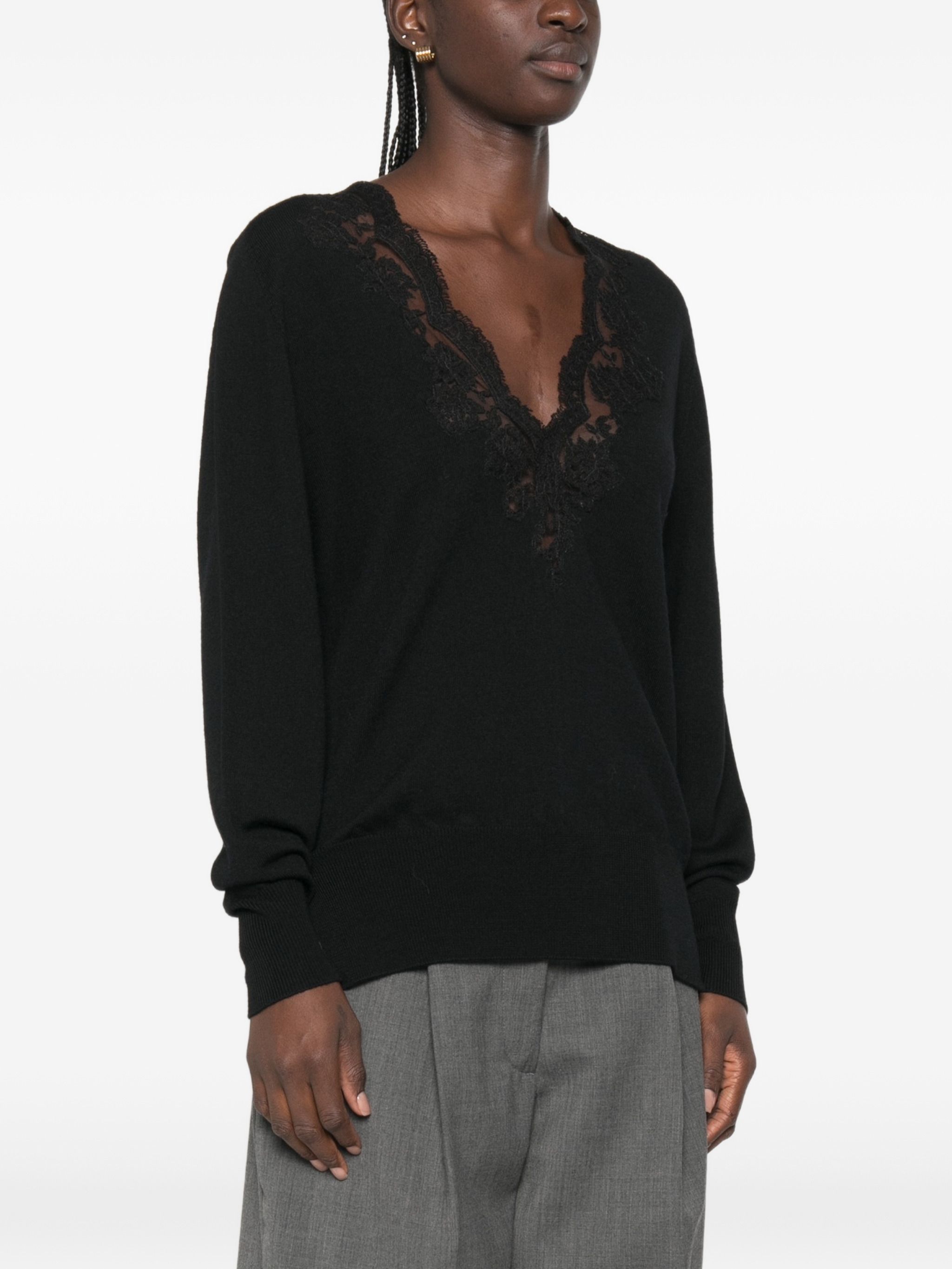 Ermanno Black Acrylic Wool Polyester Sweater