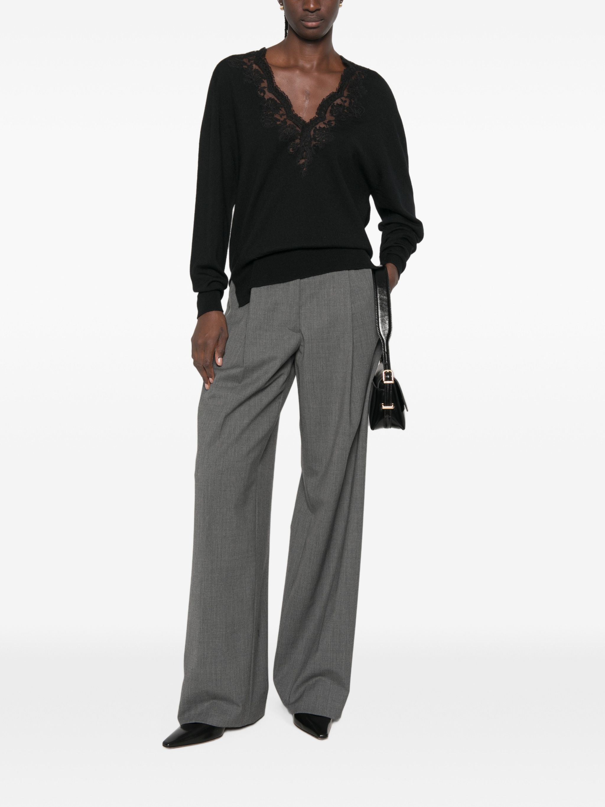 Ermanno Black Acrylic Wool Polyester Sweater