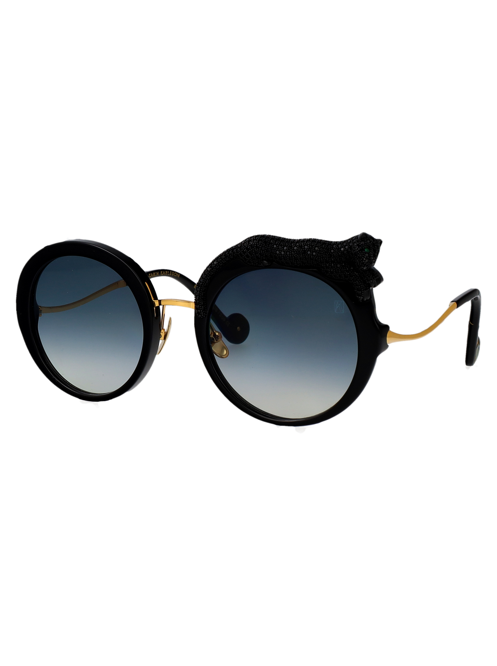 Anna Karin Karlsson Black Crystal Acetate Sunglasses
