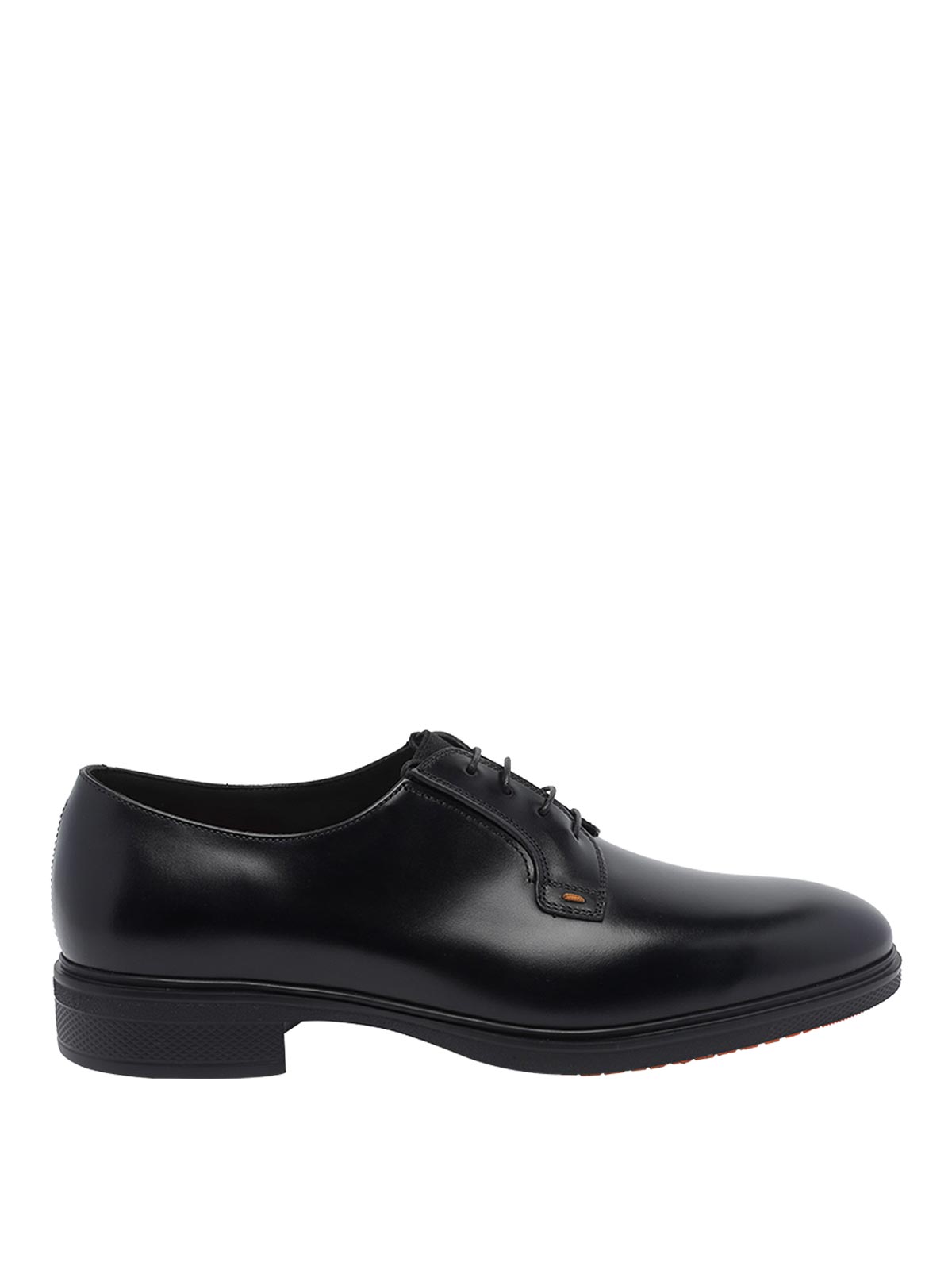 Santoni Black Easy Lace Up Shoes