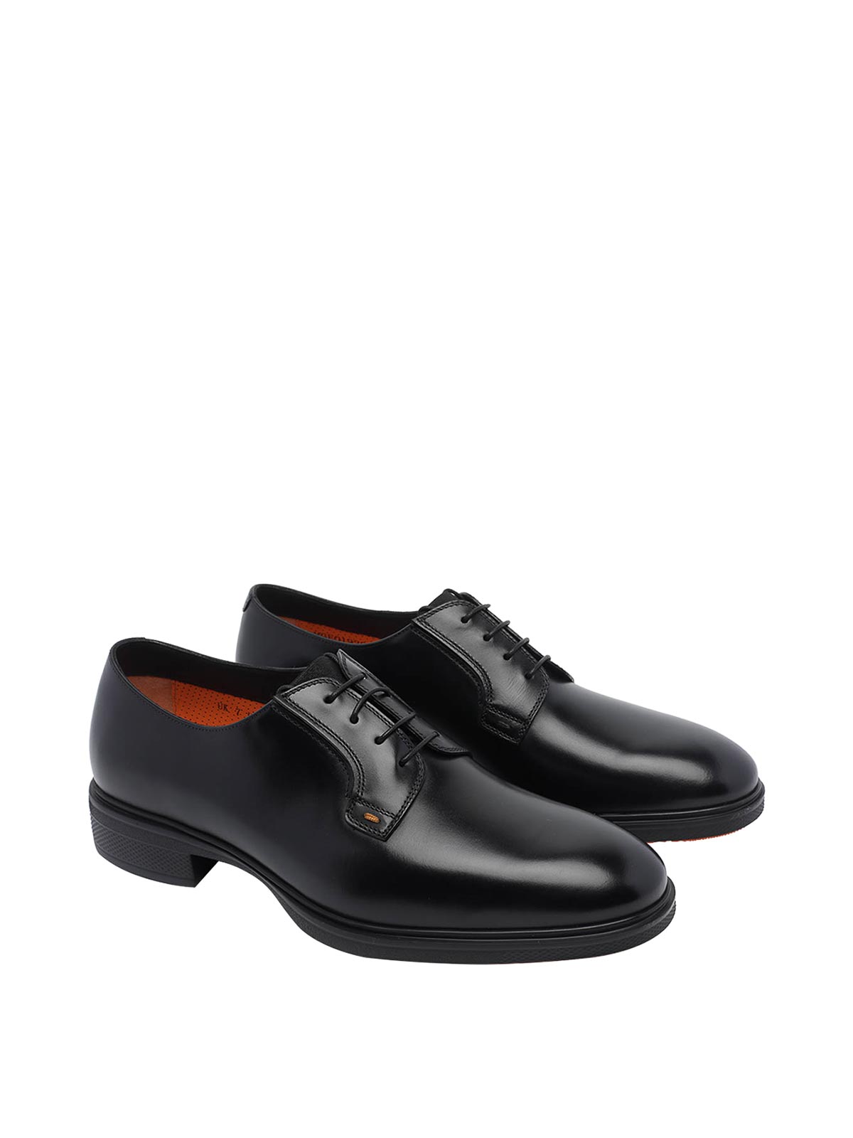 Santoni Black Easy Lace Up Shoes