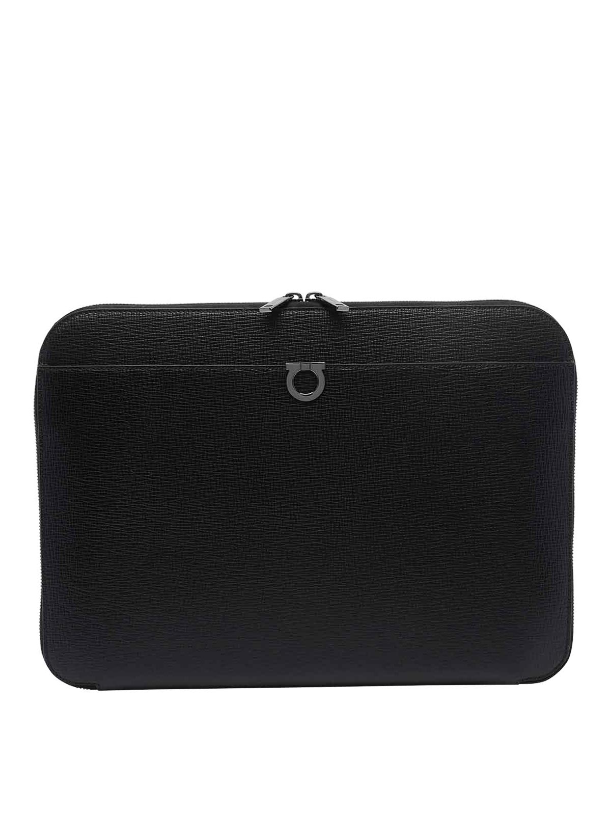 Ferragamo Black Gancini Documents Holder