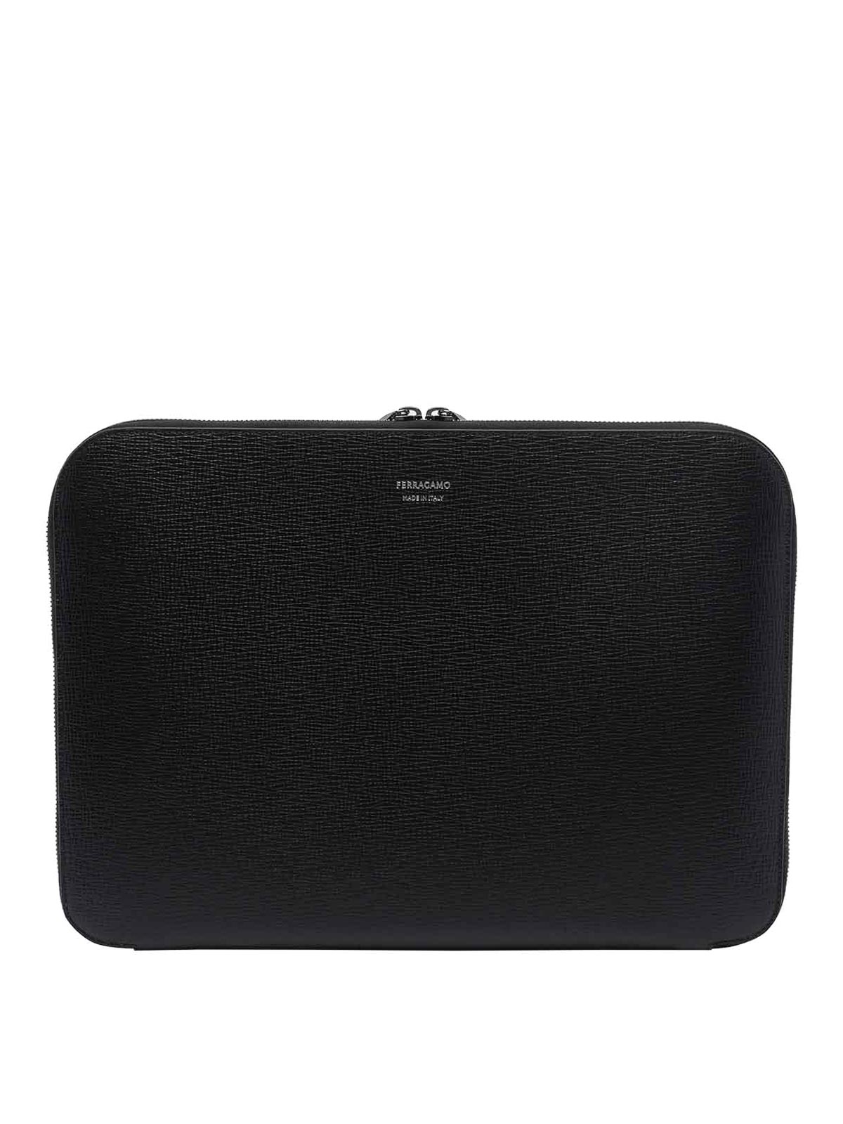Ferragamo Black Gancini Documents Holder