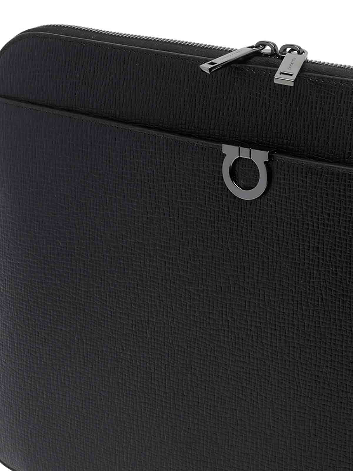 Ferragamo Black Gancini Documents Holder